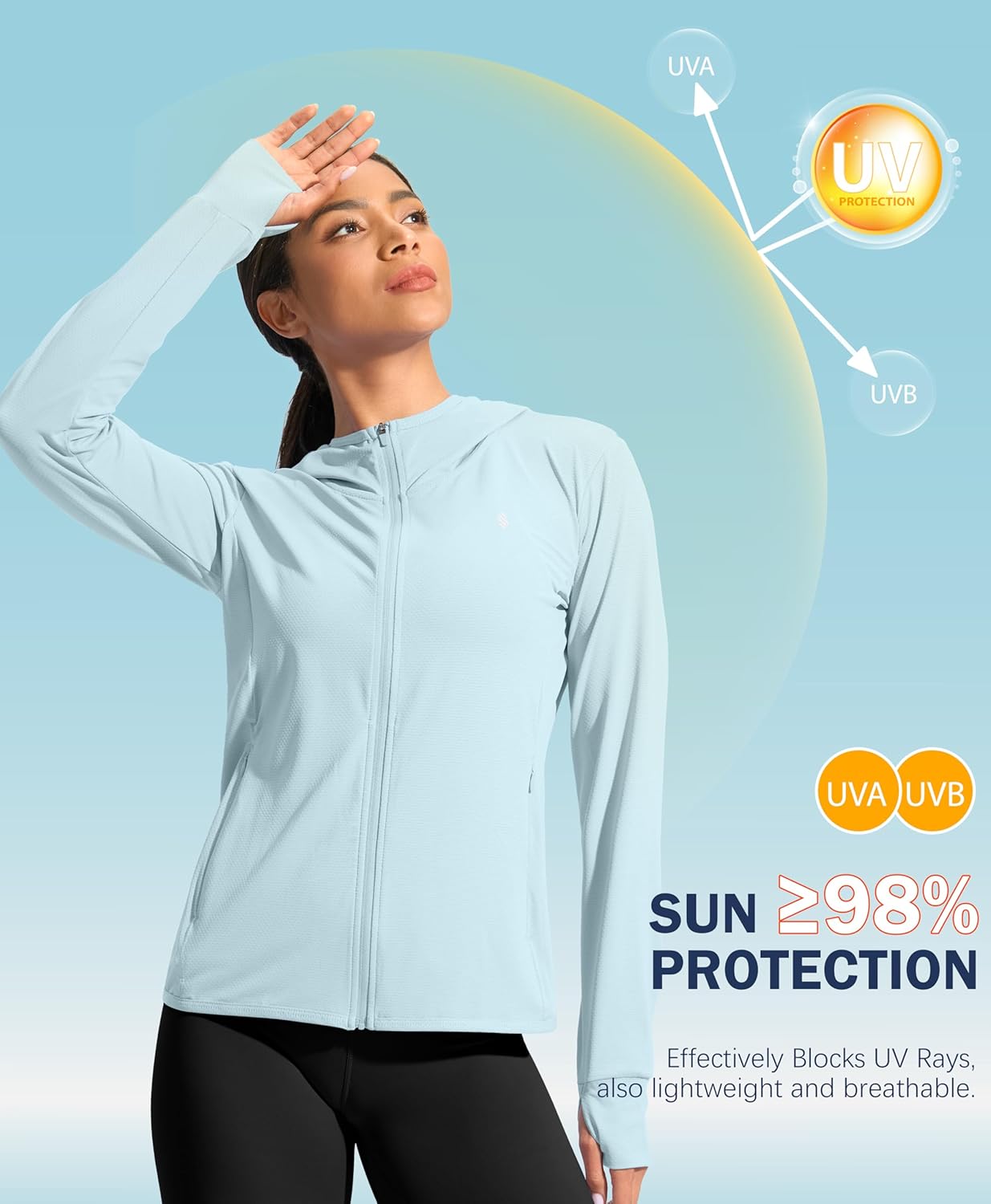 Soothfeel Women's UPF 50+ Sun Protection Hoodie Jacket Lightweight Long Sleeve Sun Shirt for Women with Pocket Hiking Outdoor - Image 6