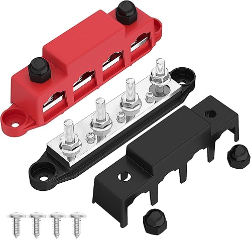 Miniatura 9 de Joinfworld Barra de autobús 12V 250A Bloque de distribución de energía 4 x 3/8 "Studs Barra de autobús marina Bloque de terminales de barra