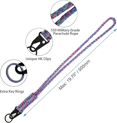 Miniatura 5 de Llavero de cuerda de paracaídas resistente, collar de paracaídas, llavero para teléfono celular, silbatos correa trenzada para muñeca