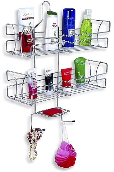 U-S-F BATH ACCESSORIES Multipurpose Stainless Steel Wall Mounted Shelf for Kitchen/Bathroom (Silver) , Chrome Finish - Set of 1