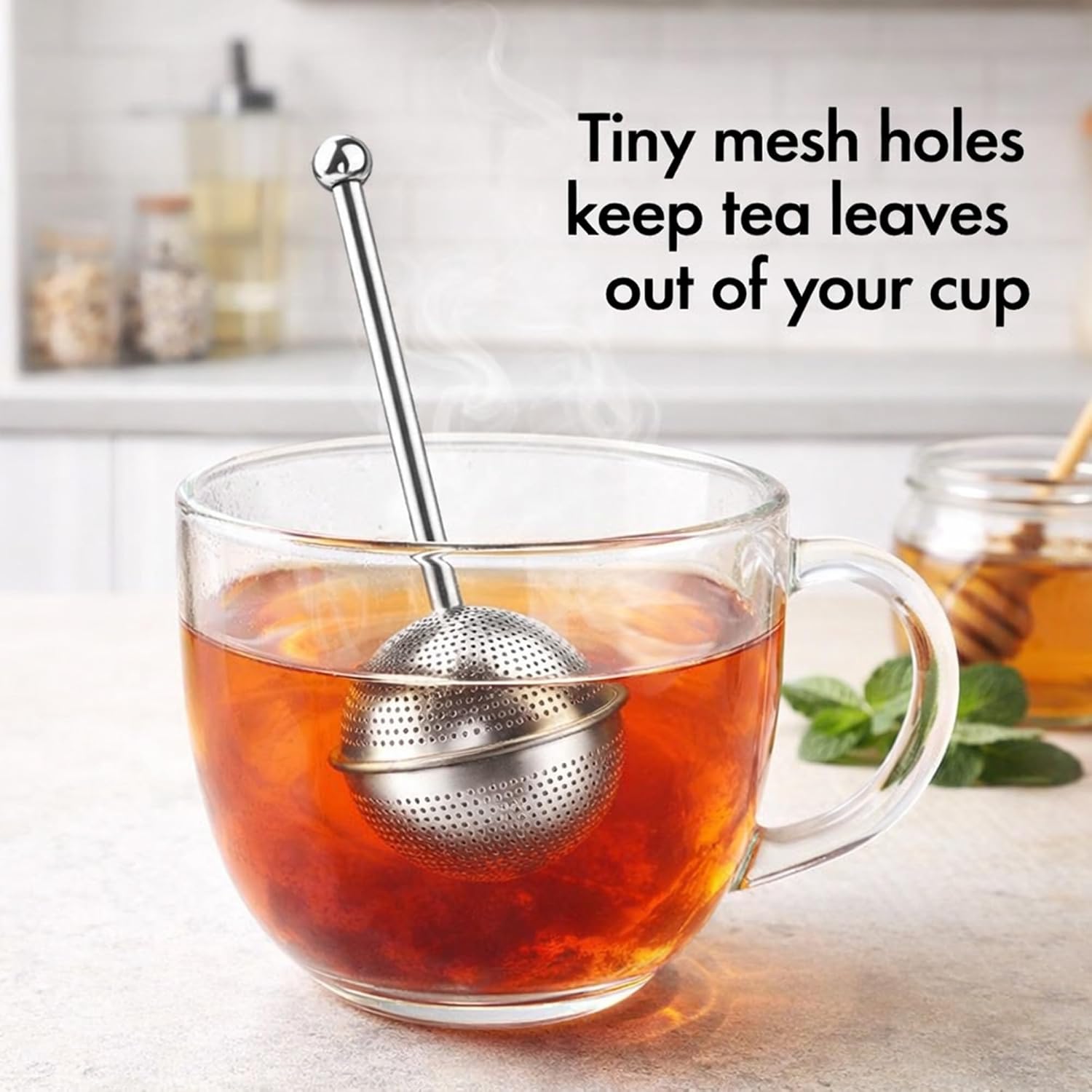 For OXO Tea Infuser 2 Pack, Stainless Steel Twisting Tea Infuser Ball, Fine Mesh Tea Diffuser for Loose Leaf Tea, Reusable Tea Steeper with Long Handle for Cup, Mug & Teapot image 2