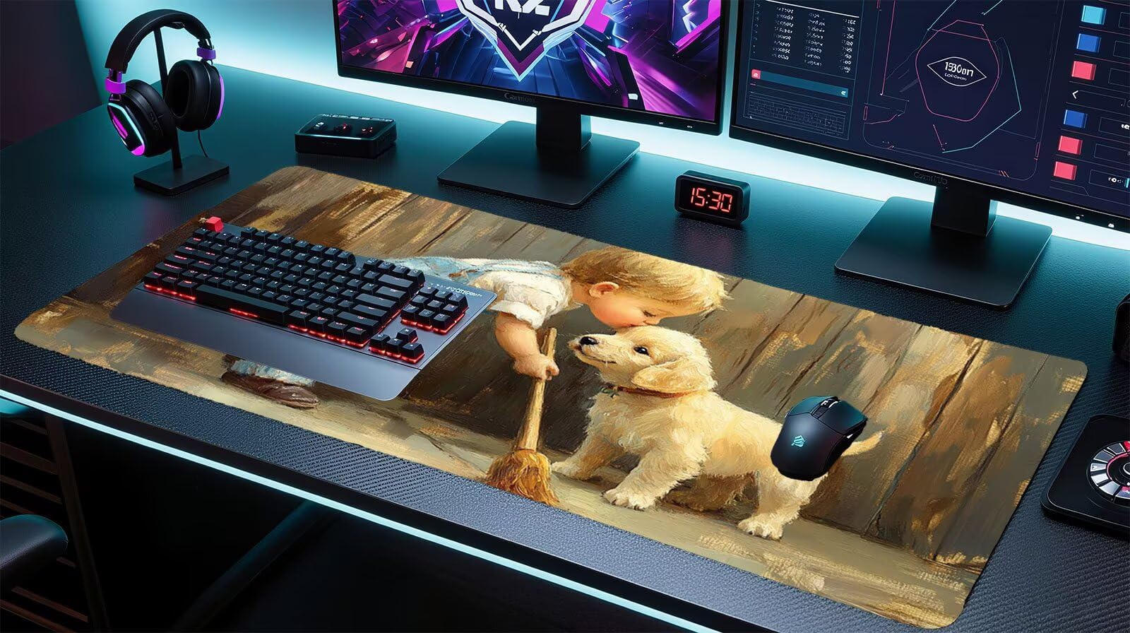 Tappetino Mouse XXL 1000x500 mm Mouse Pad Ragazzo Sottomano Scrivania Cane Mousepad Accessori Gaming Desk Mat per Migliorare Velocità Tappetini Gaming, per Ufficio Casa Computer Lavoro Gioco D-859