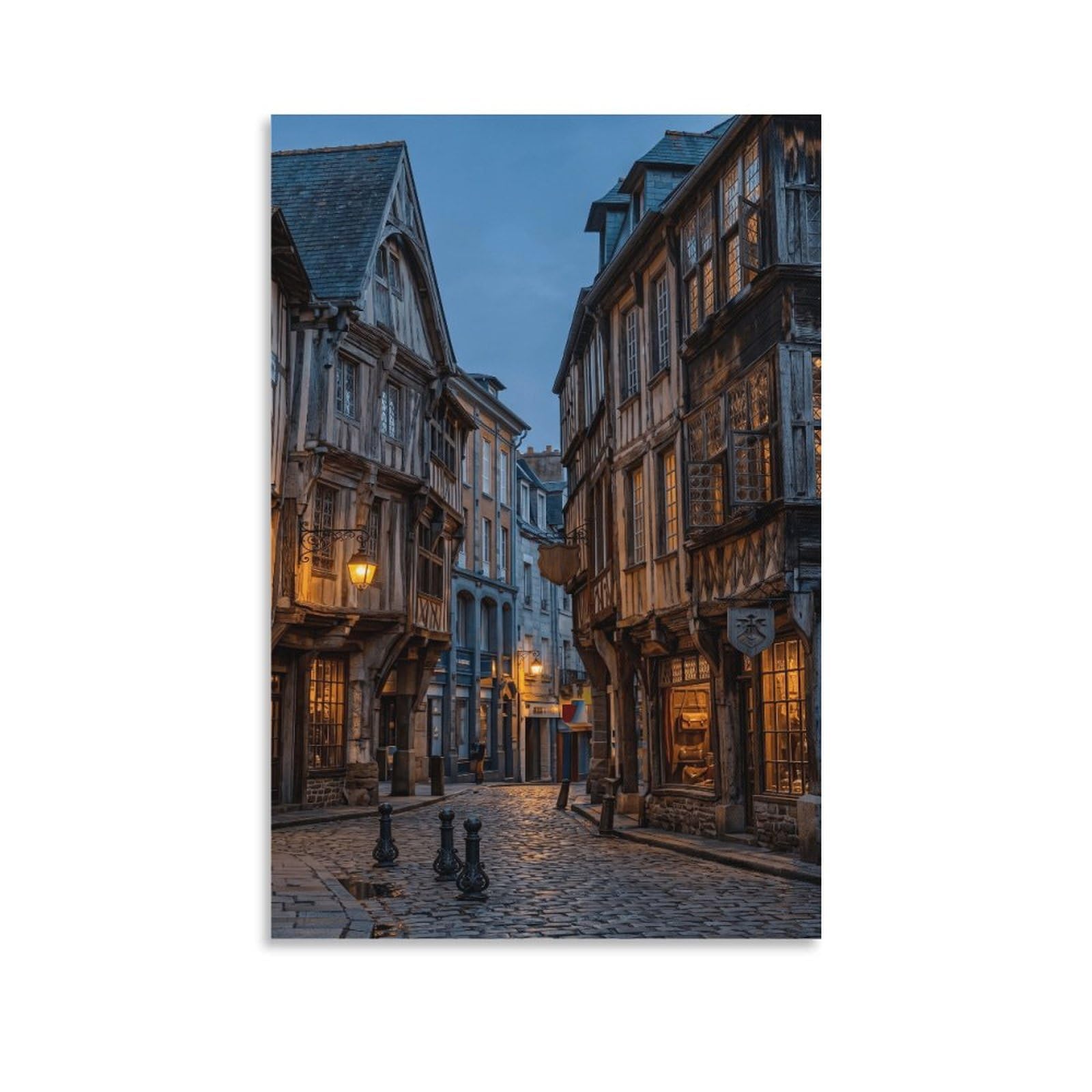 XPASHIQWC Old Street France Poster Artwork Canvas Prints Picture Modern Wall Art Picture Wall Hanging for Living Room Home Decorations 08x12inch(20x30cm)