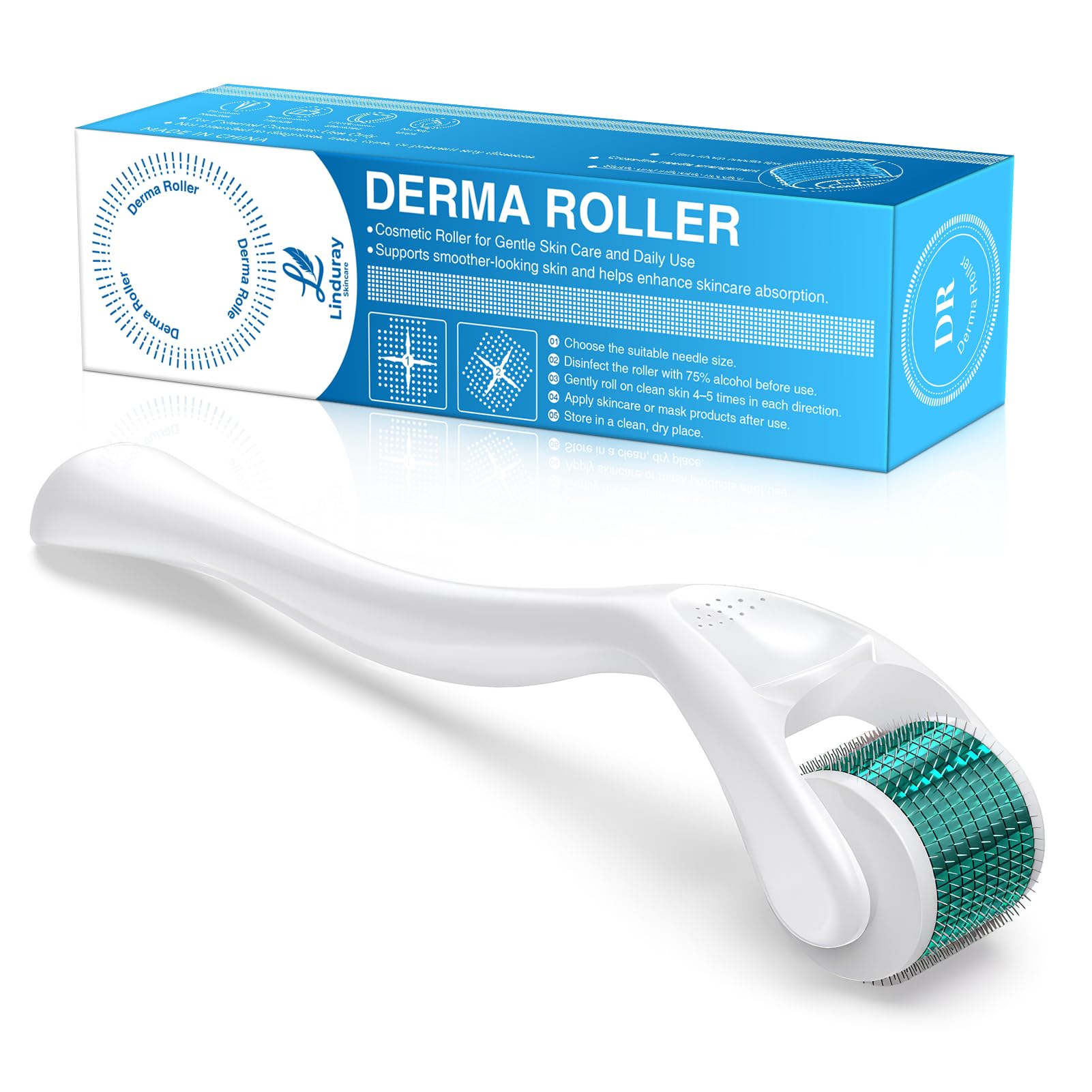 Derma Roller for Face, Beard & Scalp – 0.3 mm 540 Titanium Microneedle Roller for Men & Women – At-Home Skin & Beard Care Tool with Storage Case(0.3 mm)