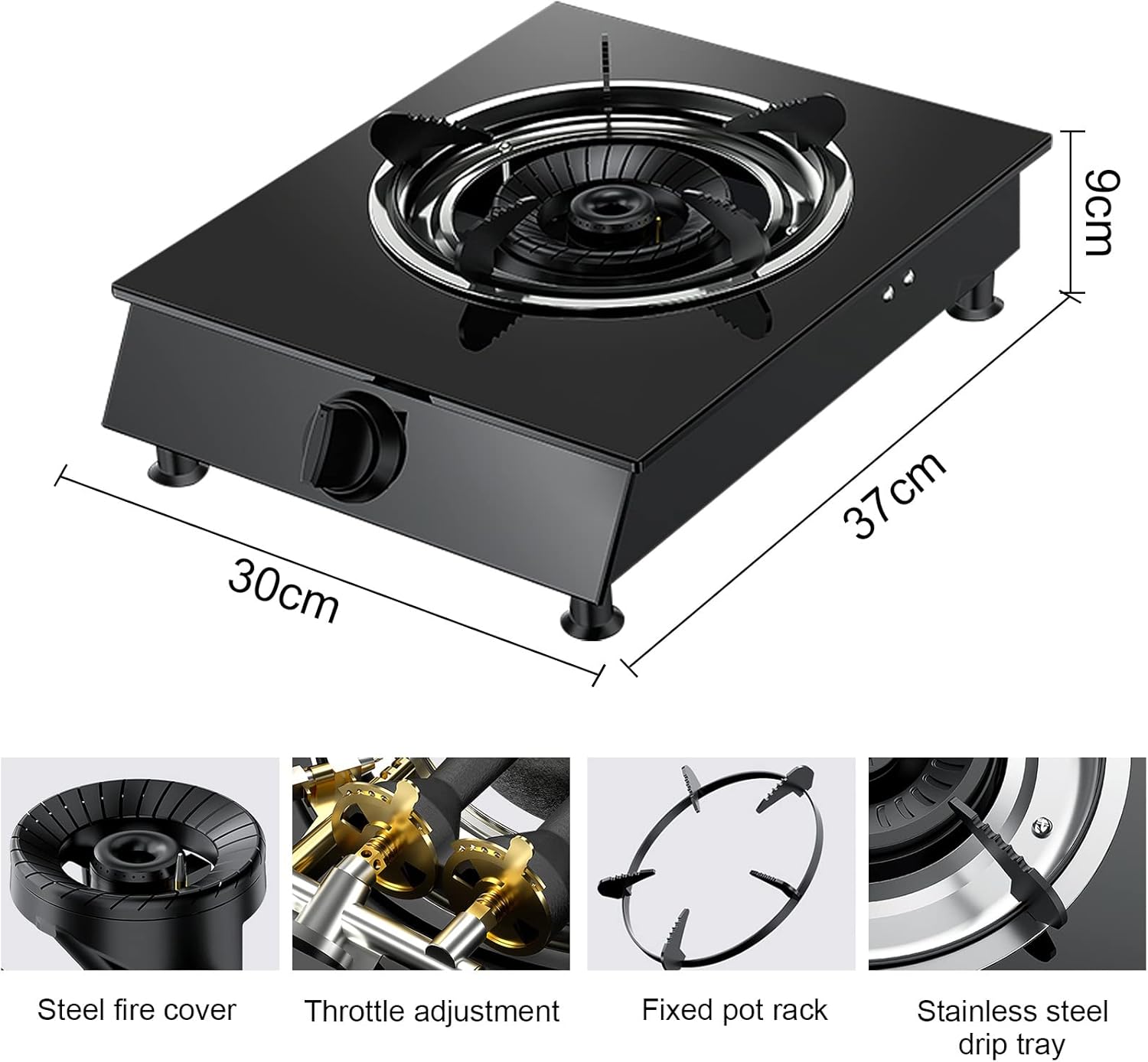 1 Burners Gas Countertop Stove, Desktop Gas Stovetop, Tempered Glass Gas Cooktop For Home Kitchen Apartments(Liquefied Gas) (Natural Gas)