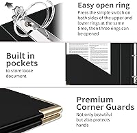 Vista 287 de Ospelelf Mini 3 Ring Binder, 2 Inch, Cute Pink Marble Binder for 5.5" x 8.5" with 5 Tab Dividers, File Folder Labels and Low Profile Clipboards