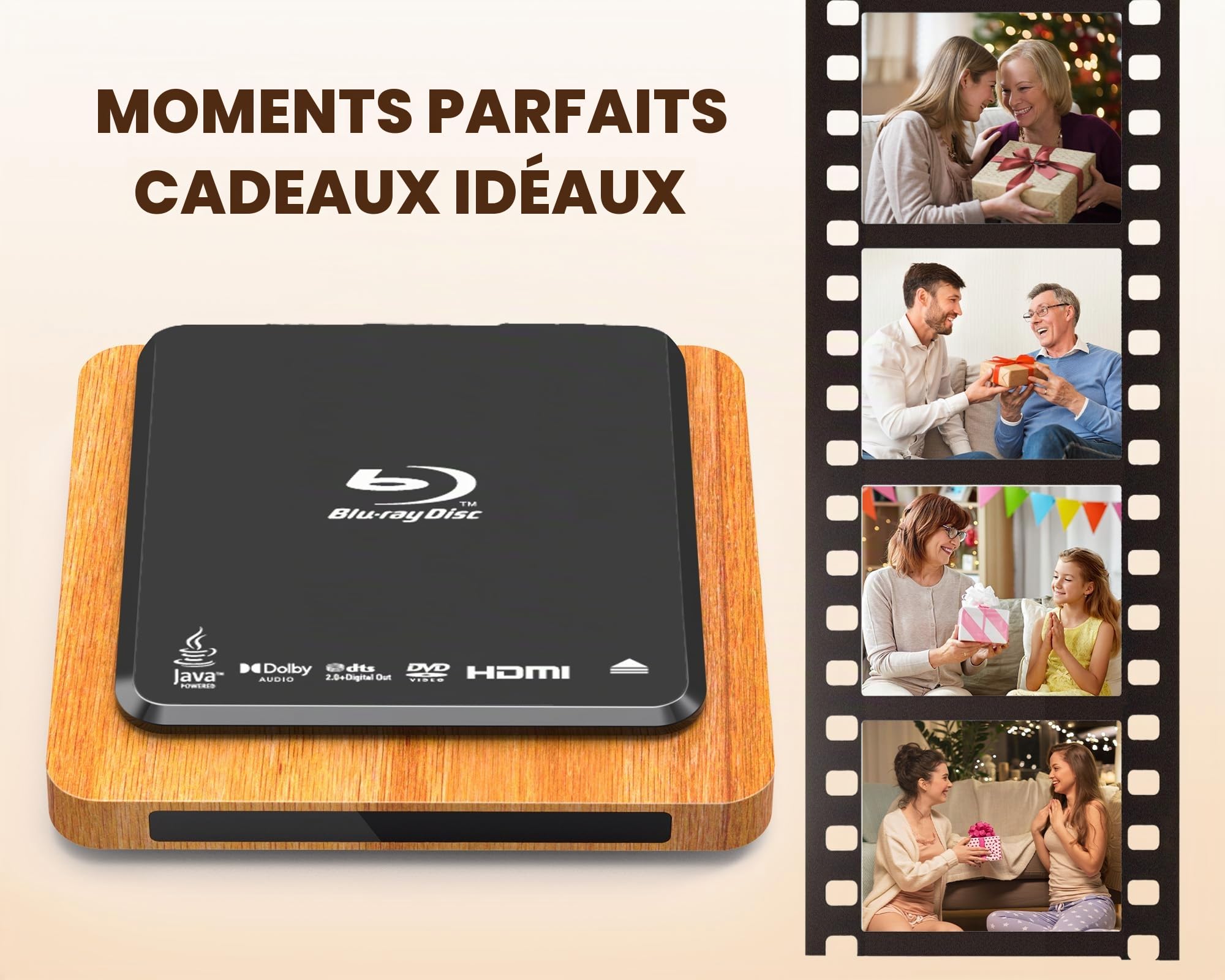 Lecteur Blu-ray 1080p Full HD, région B/2 et lecteur DVD toutes régions, Dolby Audio, HDMI/AV/USB, PAL/NTSC, câble HDMI et AV, lecteur DVD Blu-ray compact pour TV et home cinéma