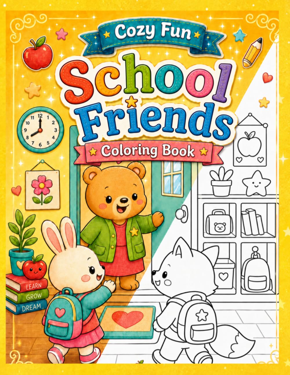 Cozy Fun - School Friends: A Coloring Book For All Ages