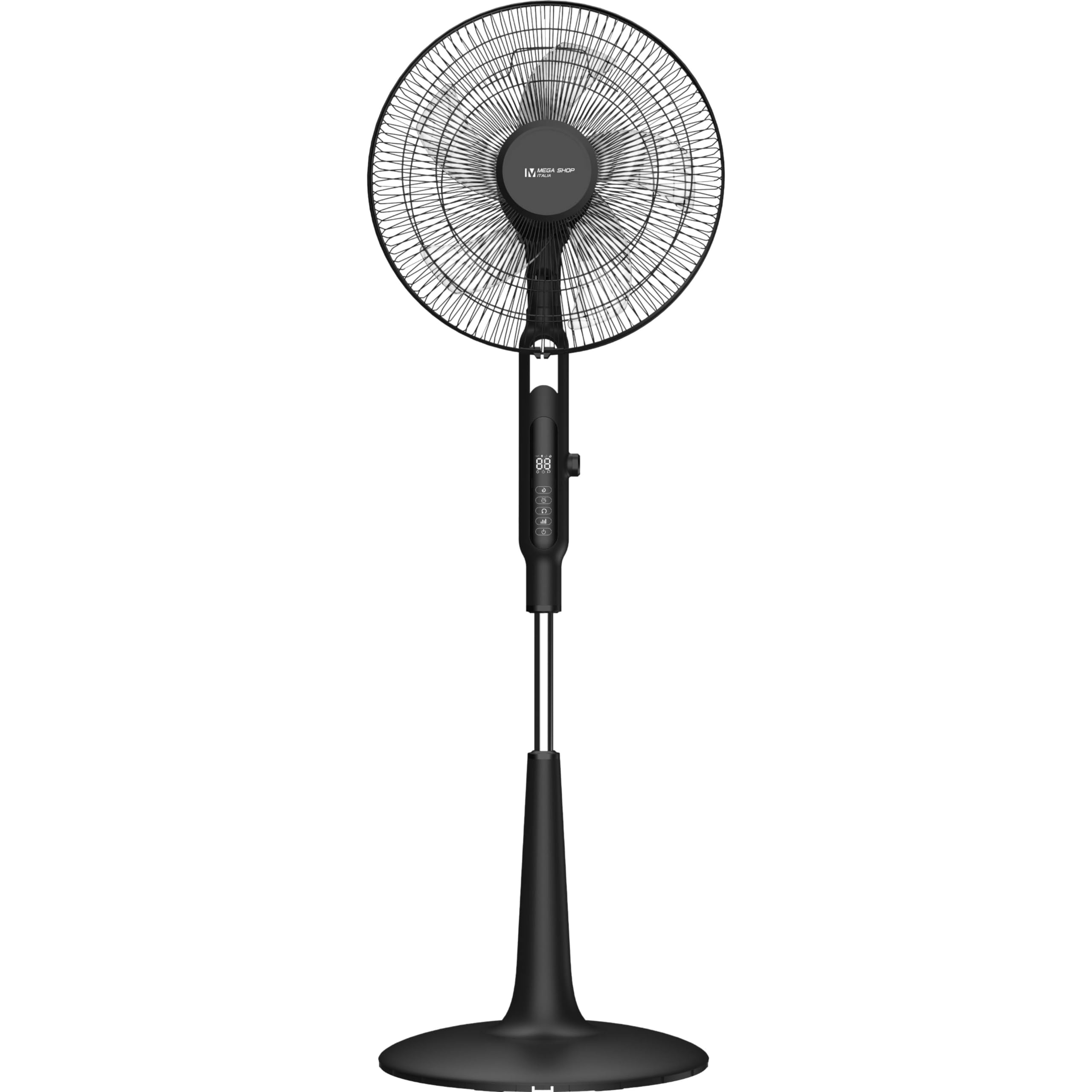 Megashopitalia Ventilatore a Piantana 65 Watt con Telecomando Timer Metallo ABS 5 Pale 10 Velocità Diametro 40 Oscillazione Inclinazione Altezza Regolabile (Nero)
