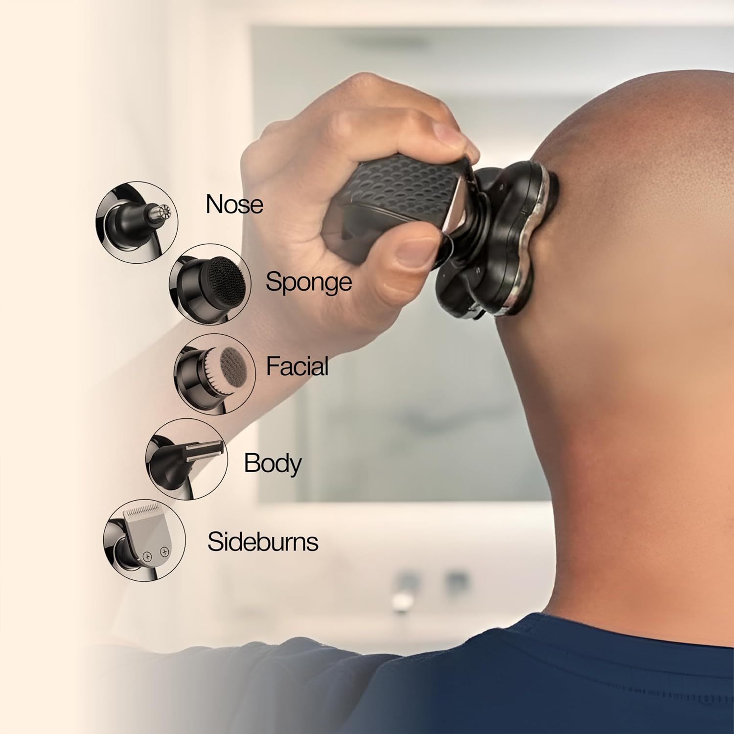 OTY Kit Get It All Head Shaver and Body Trimmer for Men, Bald Groomer and Intimate Trimmer, Waterproof Cordless 8-in-1 Complete Grooming Kit - Image 4