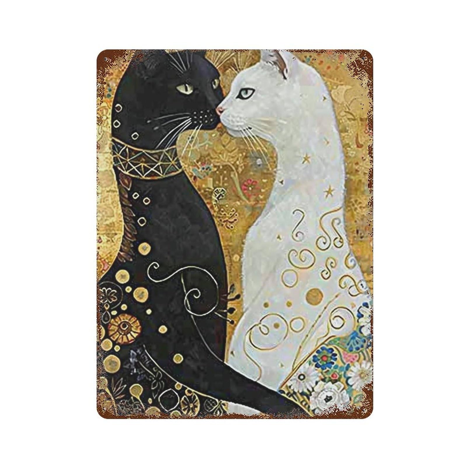YHGERTKU The Cat's Kiss 04 Wall Art Retro Iron Vintage Metal Tin Sign Poster Modern Decor for Living Rooms Gift 40x30cm