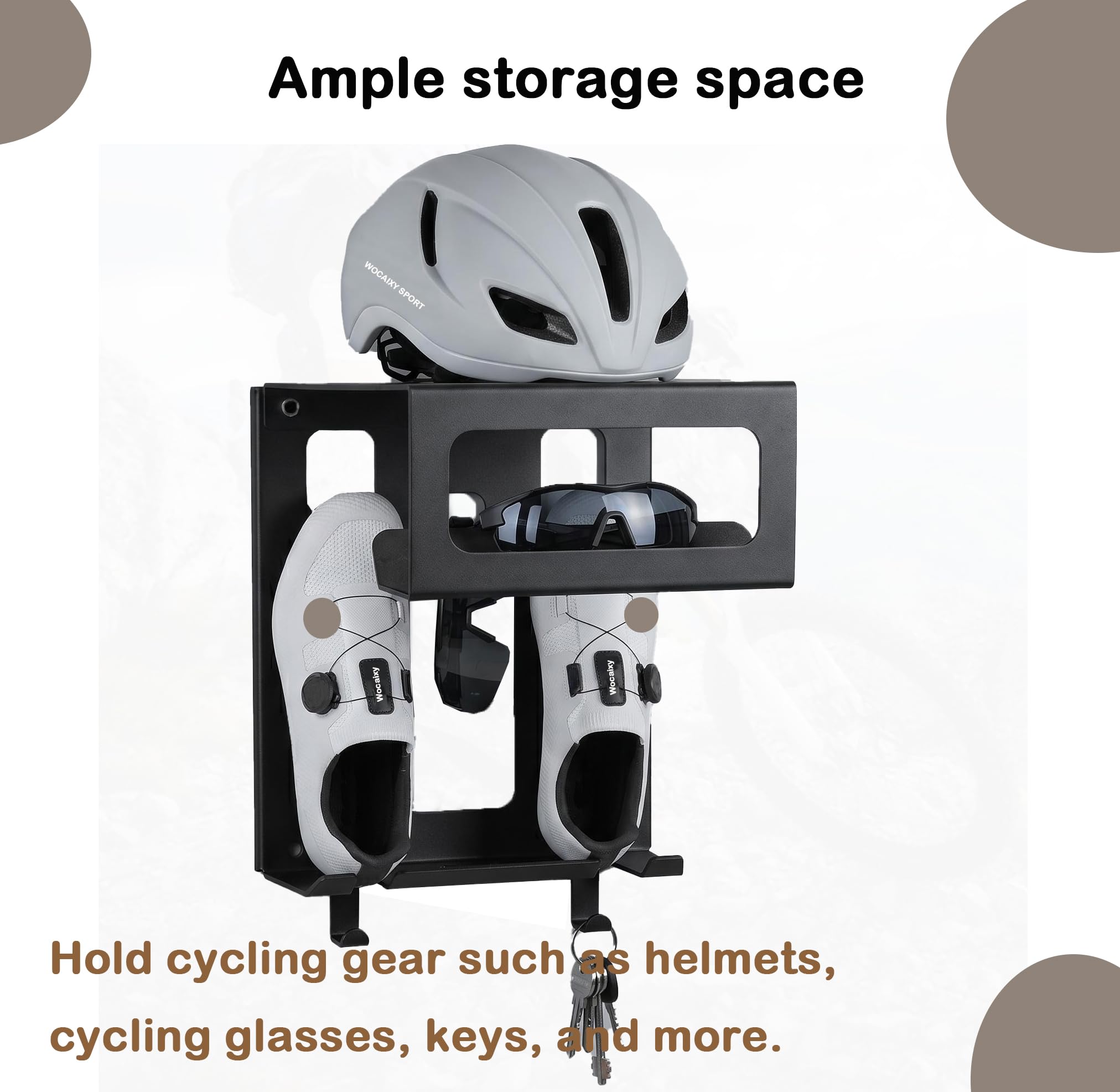 Portabici per bici da strada Supporto a parete Bike Rack Bike Hanger con ripiano per casco Scarpe e accessori Staffa da parete per garage interno