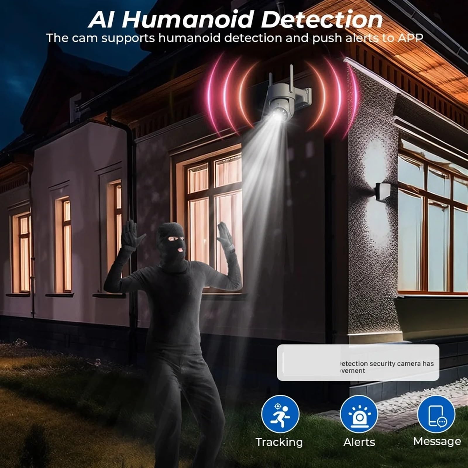 Telecamera Wifi Esterno, Telecamera solare wireless da 4MP esterno PIR Rilevamento umano Batteria ricaricabile da 7800 mAh Telecamera di sicurezza HD 1080P ,Sicurezza, Antifurto(4MP Add 32G Card)