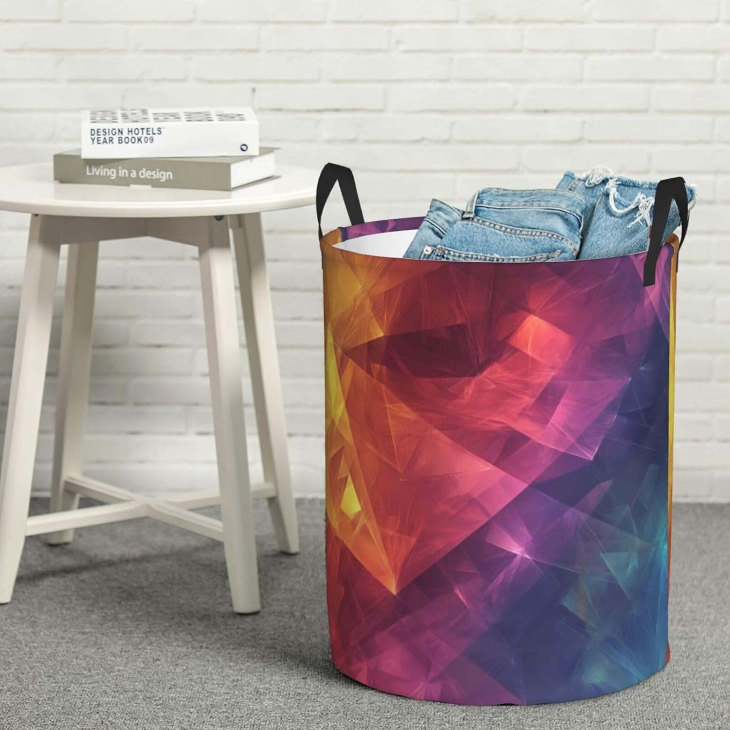 Cone Gradient Round Single-layer Laundry Basket, Portable Storage Laundry Basket, Bedroom Clothes Storage Basket with Handle