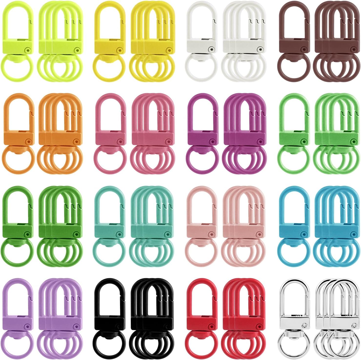 64 Pieces Colorful Metal Lobster Claw Clasps 360° Lanyard Swivel Snap Hooks Metal Lanyard Clips Lobster Bag Charm Key Chain Hooks DIY Claw Clasps for Jewelry Making Purse Bags Keychain Art Crafts