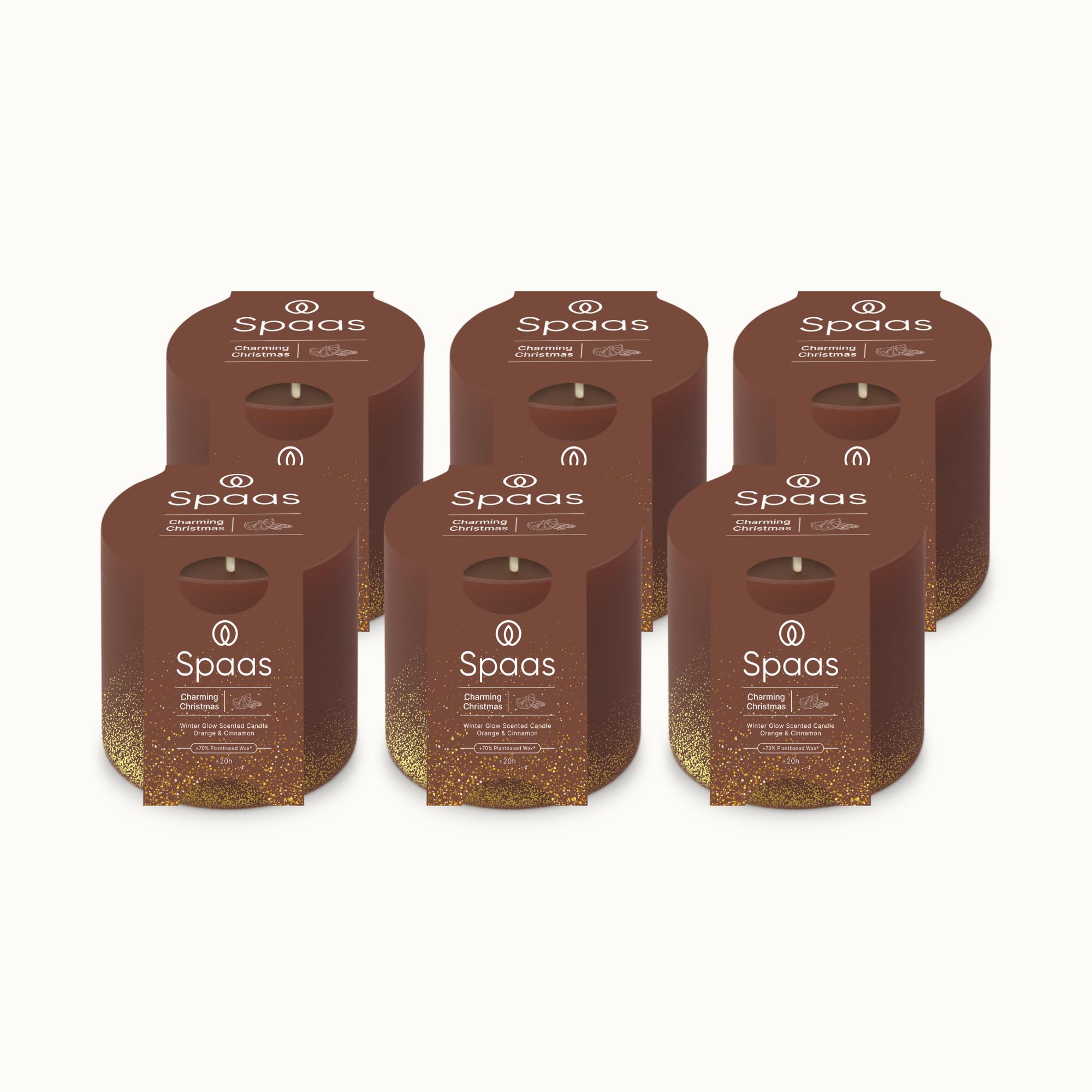 Spaas 6 WinterGlow-Duftkerzen, 35 Stunden, Orange und Zimt