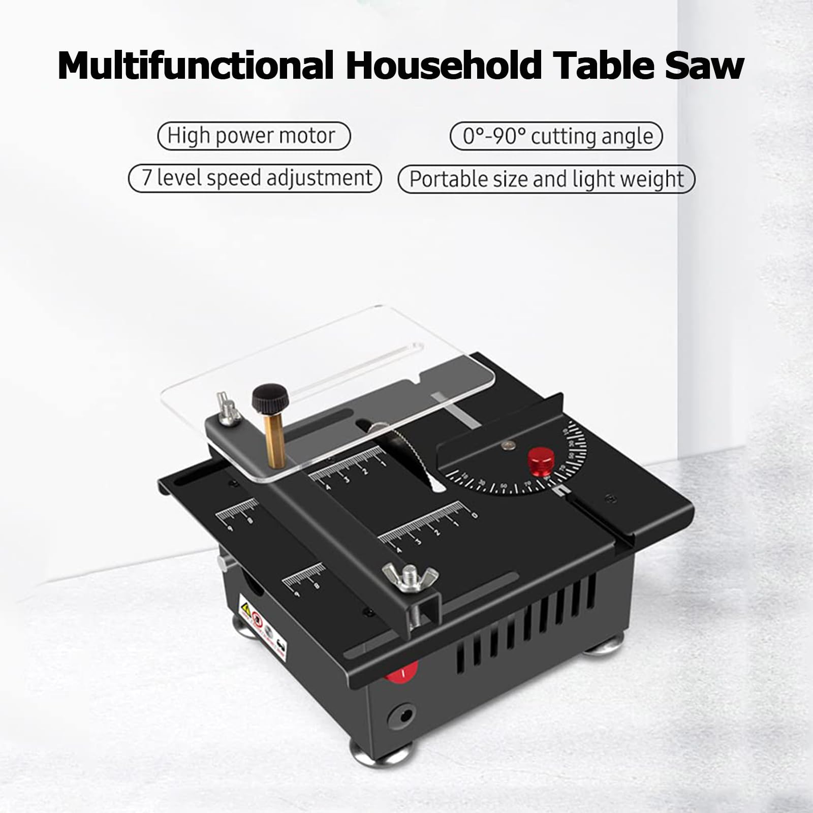 Sierra de mesa eléctrica, mini cortador de mesa de 100 W, herramienta multifuncional para cortar, moler, pulir y perforar, ideal para proyectos de bricolaje y carpintería