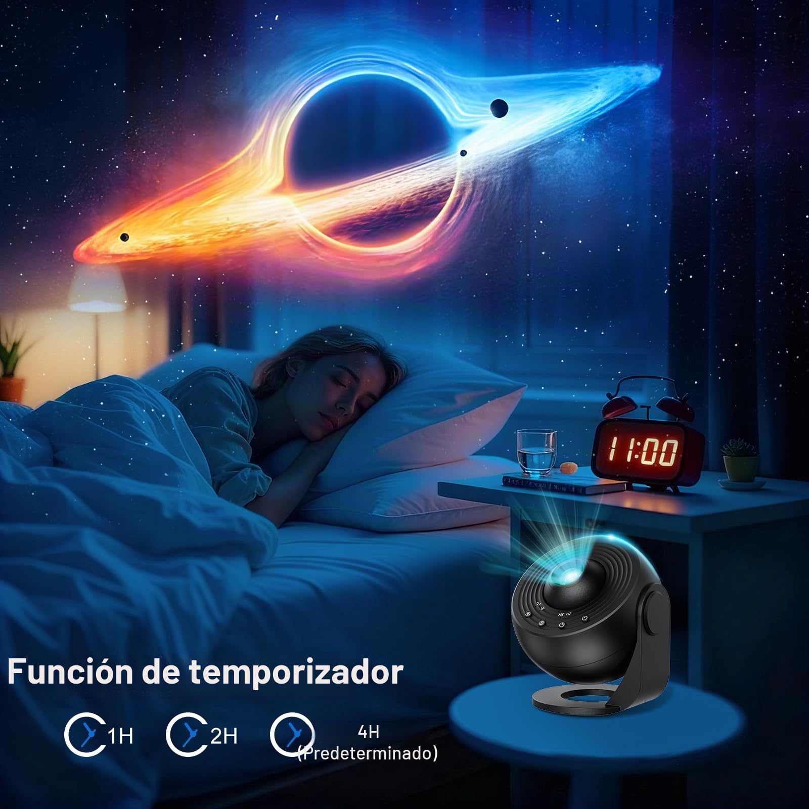 Proyector Estrellas Planetario Pro con 13 Discos de Película, Proyector de Galaxias y Estrellas Real con 13 Discos de Película, Luz Nocturna Infantil,Rotación 360 °, Temporizador