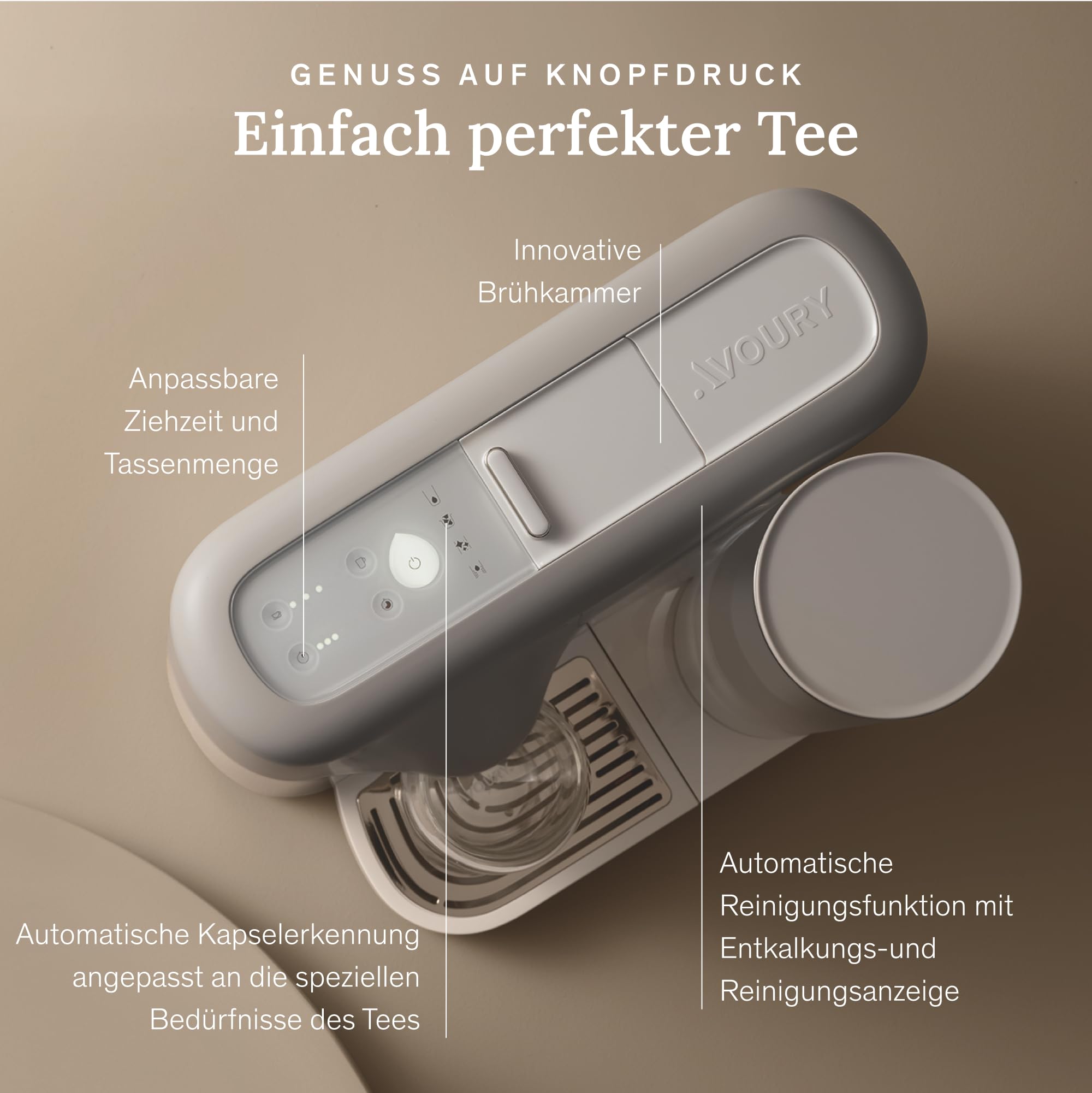 Avoury One - Tetera premium para disfrutar del té (Silver White, sin paquete)