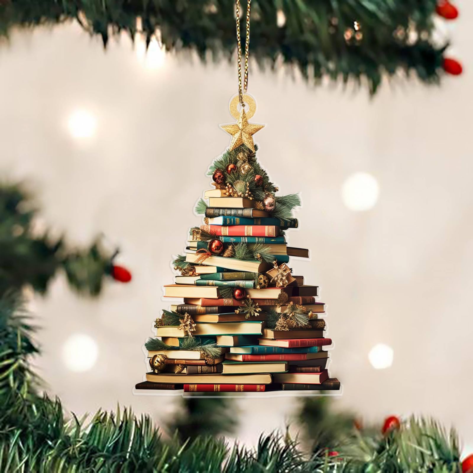 Arbre De Noël Décoré Dans La Bibliothèque Avec D'anciens Livres, Le Concept De Vacances En Librairie 3d Rend L'illustration 3d Photo Stock - Alamy