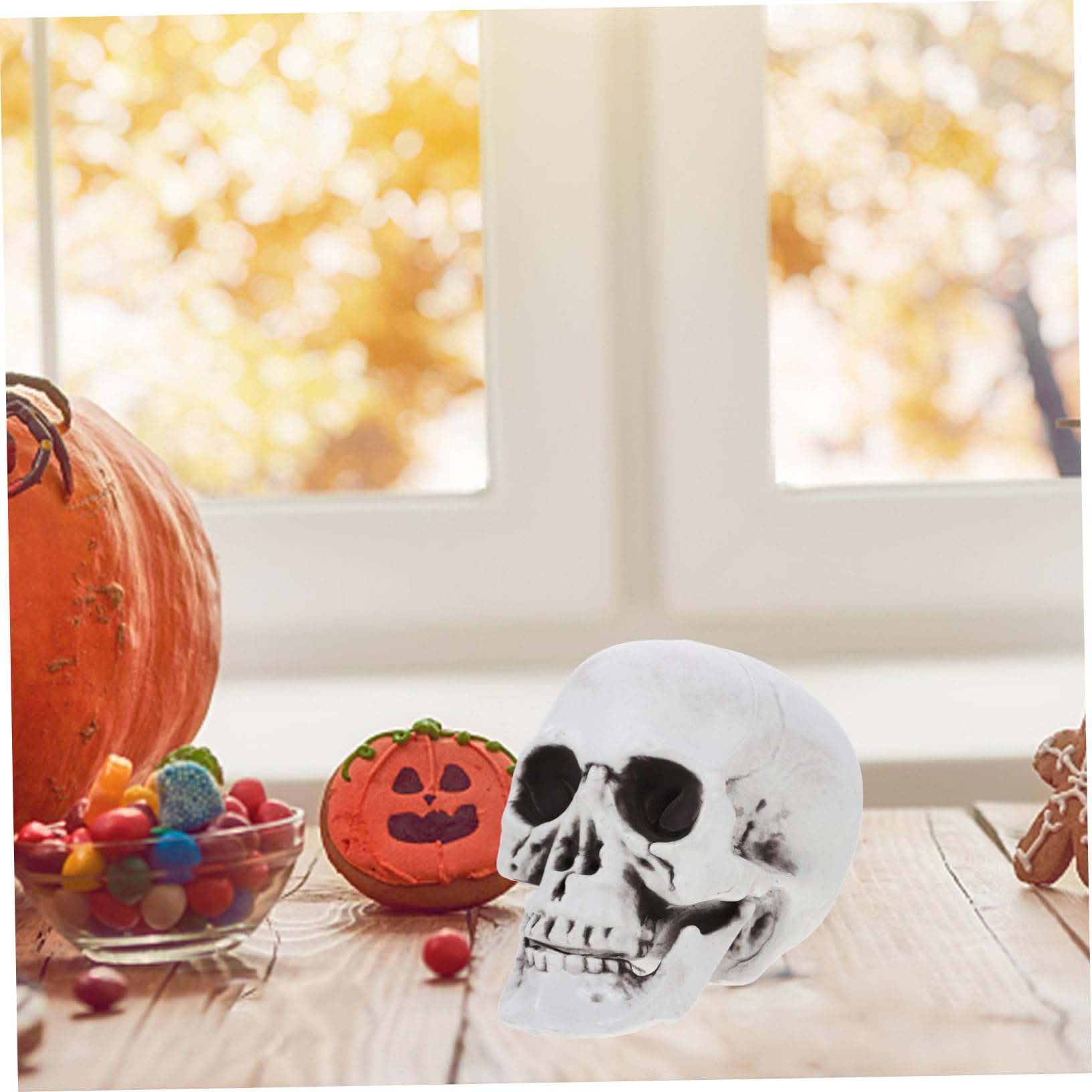 ibasenice 2 Juegos de Decoraciones de Calaveras de Halloween Calaveras de Plástico para Fiesta Accesorios de Esqueleto Accesorios de Calavera para Casa Fantasma 4 Piezas