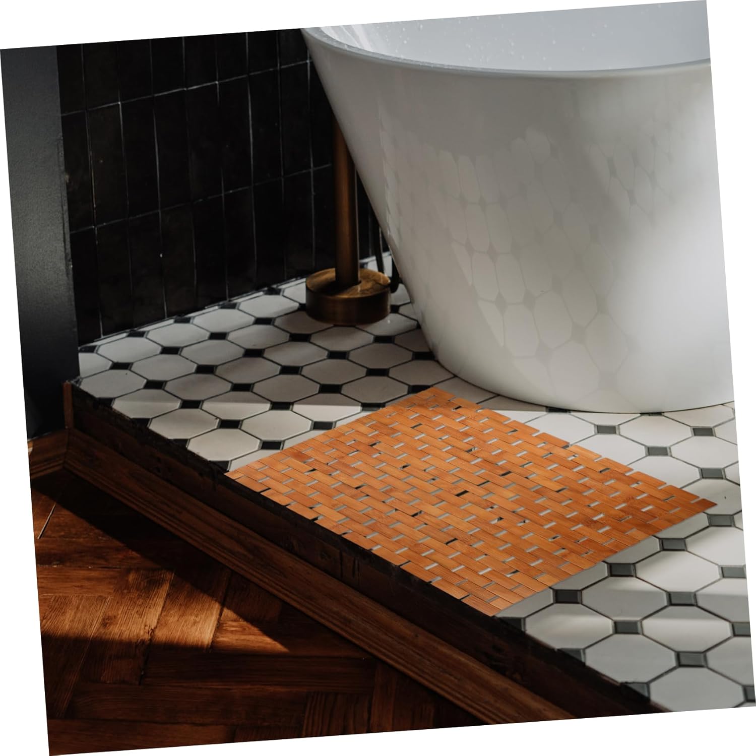 ERINGOGO Bamboo Shower Tub Mat Non-Skid Insulated Elegant Floor Mat for Home Hotel