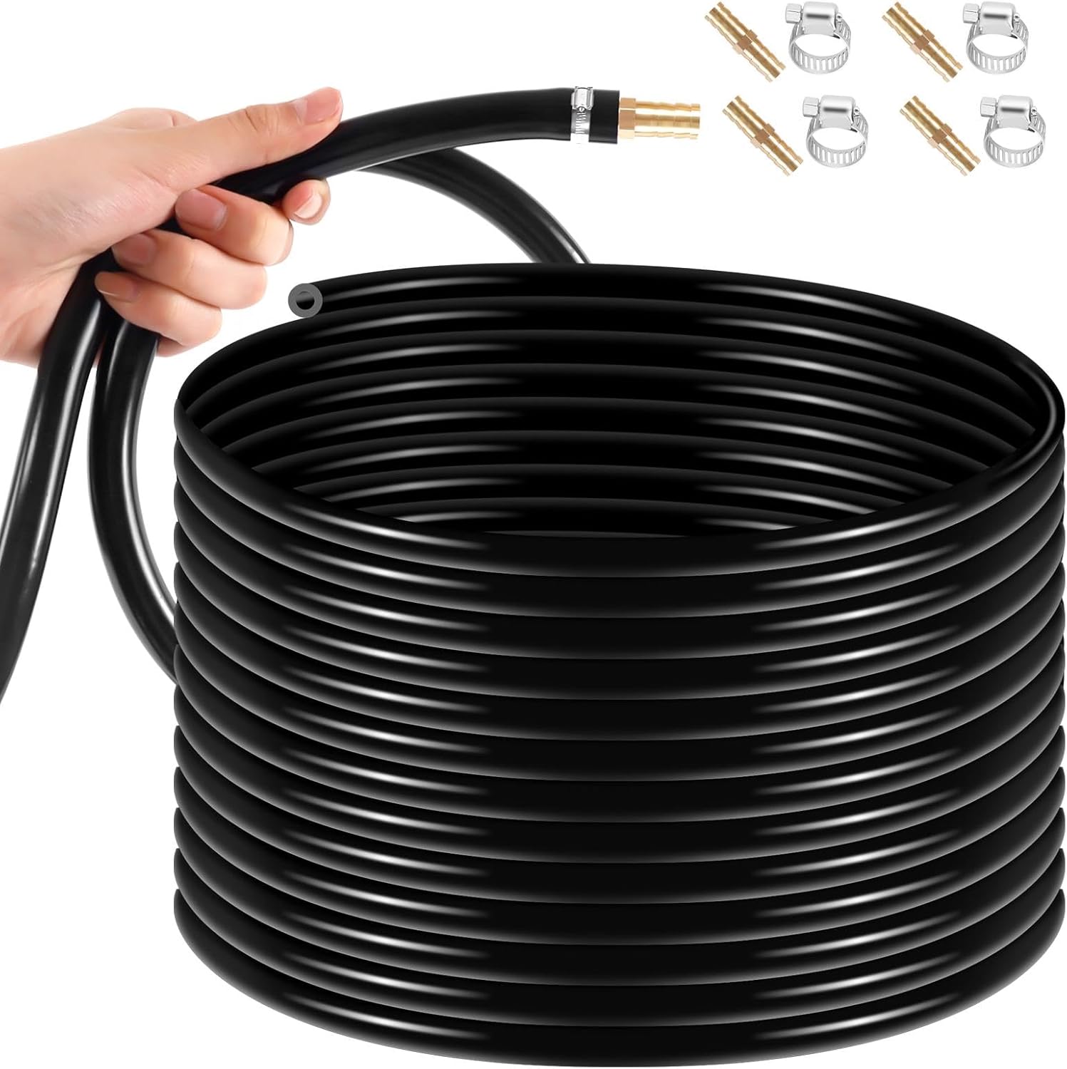3/8" Inner Diameter Pond Hose, 100ft Weighted PVC Self-Sinking Aeration Hoses, Pond Hose Resistant to Temperatures Ranging from 175°F to -120°F, Suitable for Aquaculture, Fountains