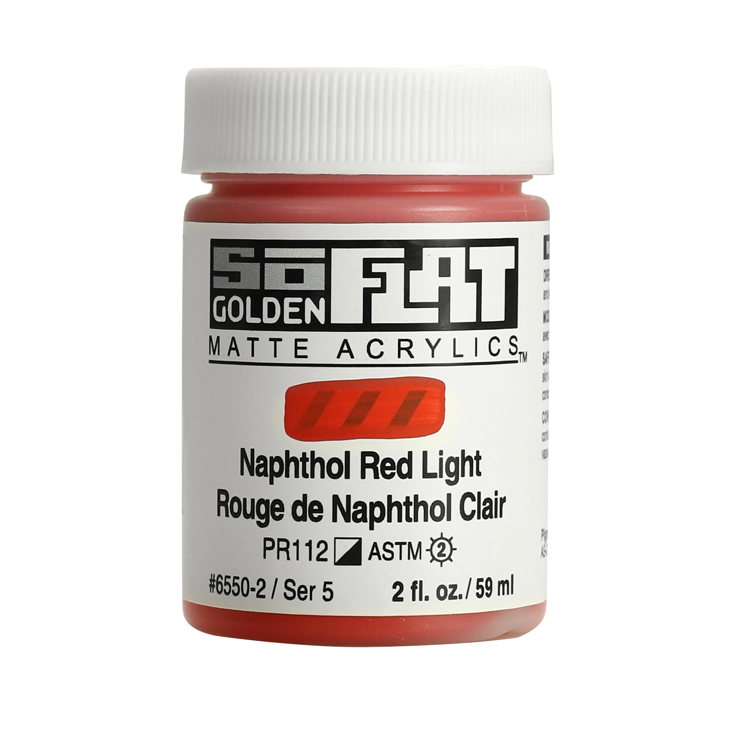 Golden SoFlat Matte Acrylic Paint, 2oz jar, Naphthol Red Light (6550-2)