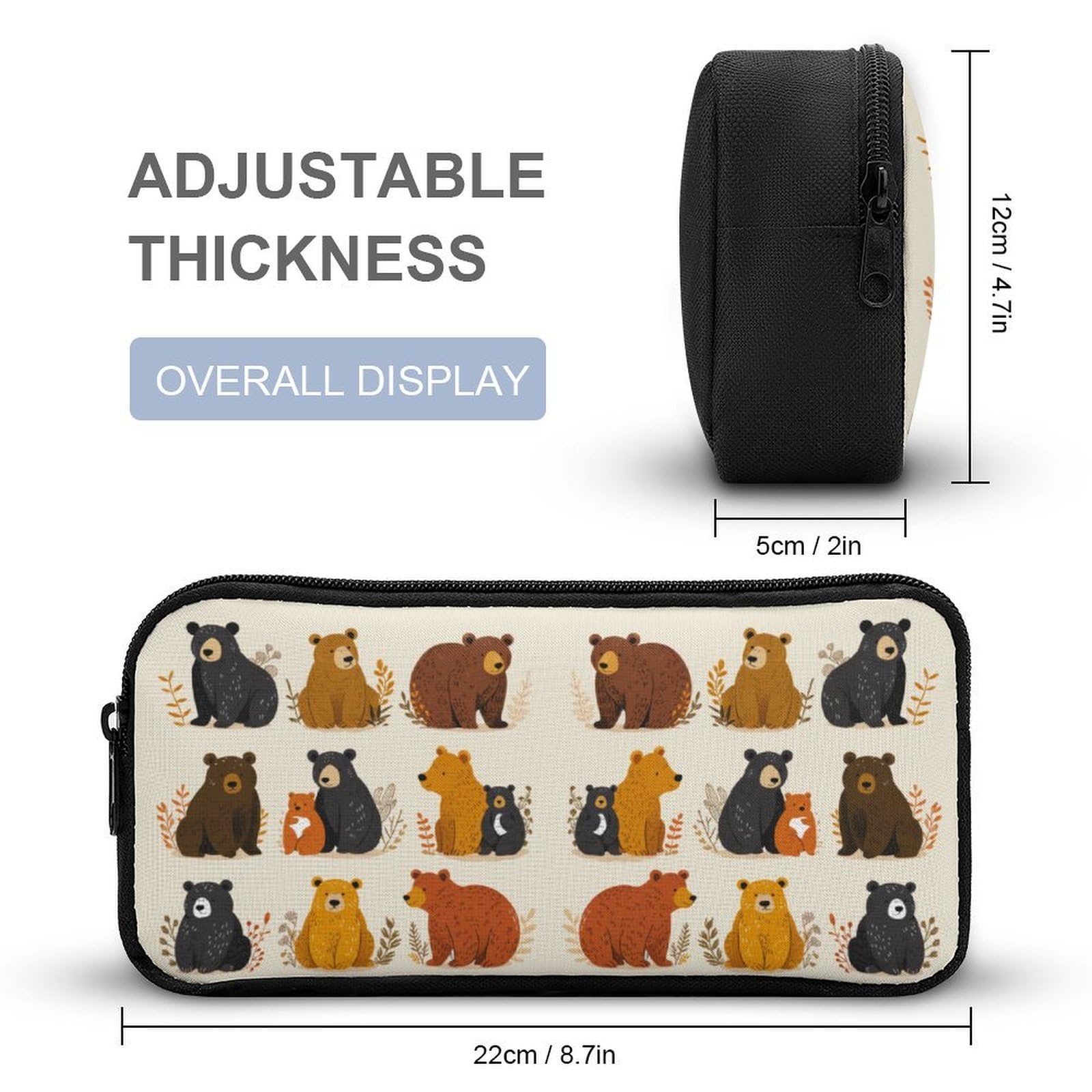 Mochila Infantil Oso para Niños 3 Piezas con Lonchera y Estuche, Mochila Escolar Estampado de Animales Niña 6-10 Años, Regalo de Cumpleaños para Escuela
