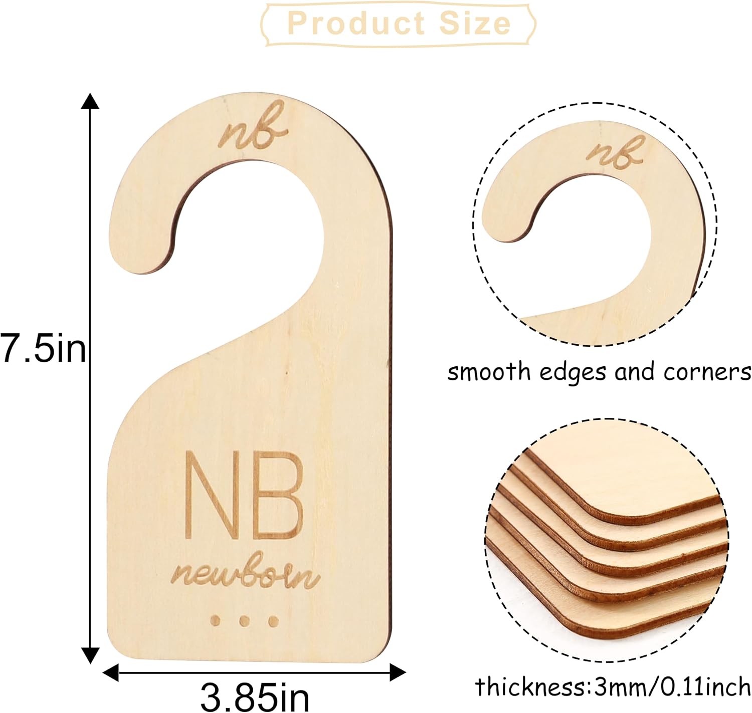 Baby Closet Dividers Wooden - Clothes Size Markers for Babies,Organize Babies Closet Hanger,Baby Nursery Closet Dividers,Newborn to 24 Months for Home Nursery Clothes