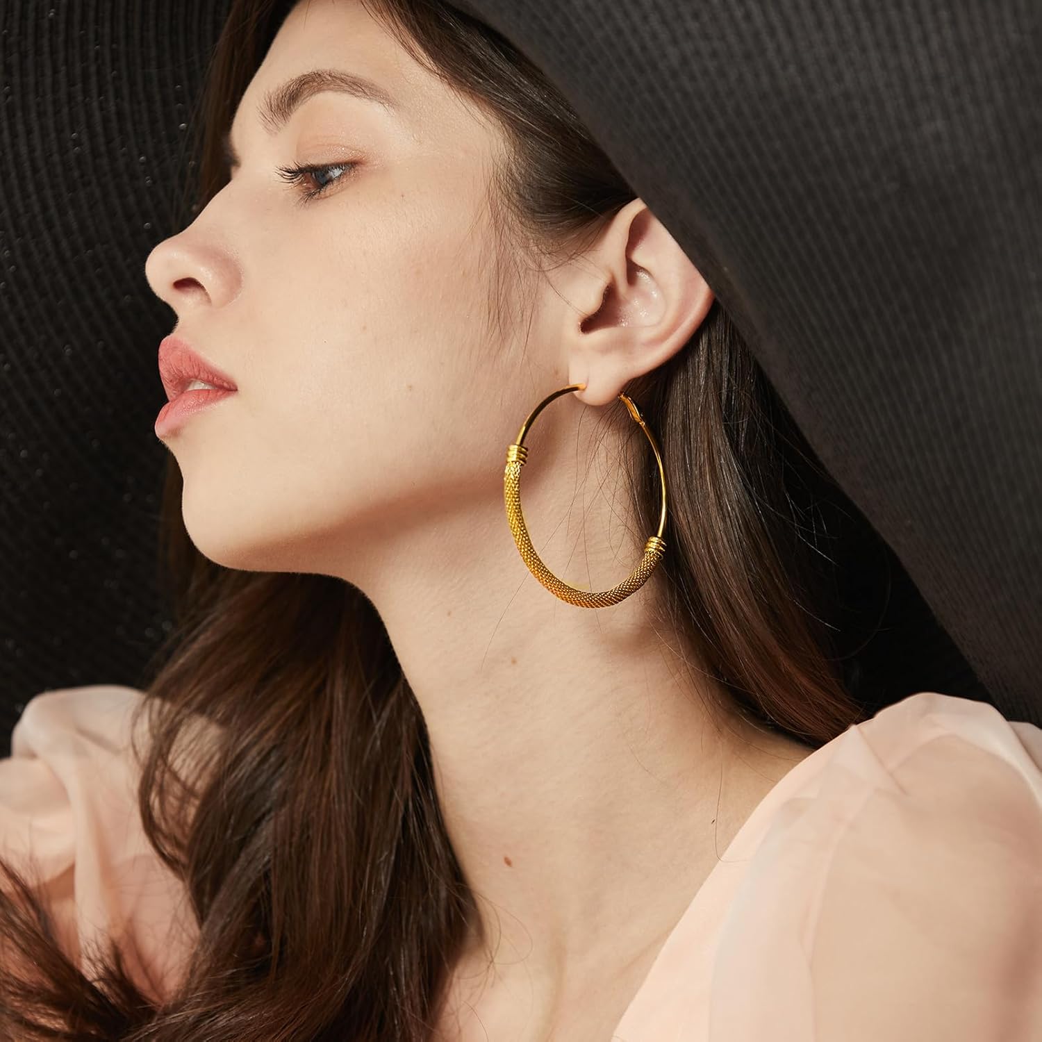 PROSTEEL 30/40/60/80/100mm Chunky Hoop Earrings For Women Gold Plated/Black Stainless Steel Hoops Earrings Statement Jewelry - Image 9