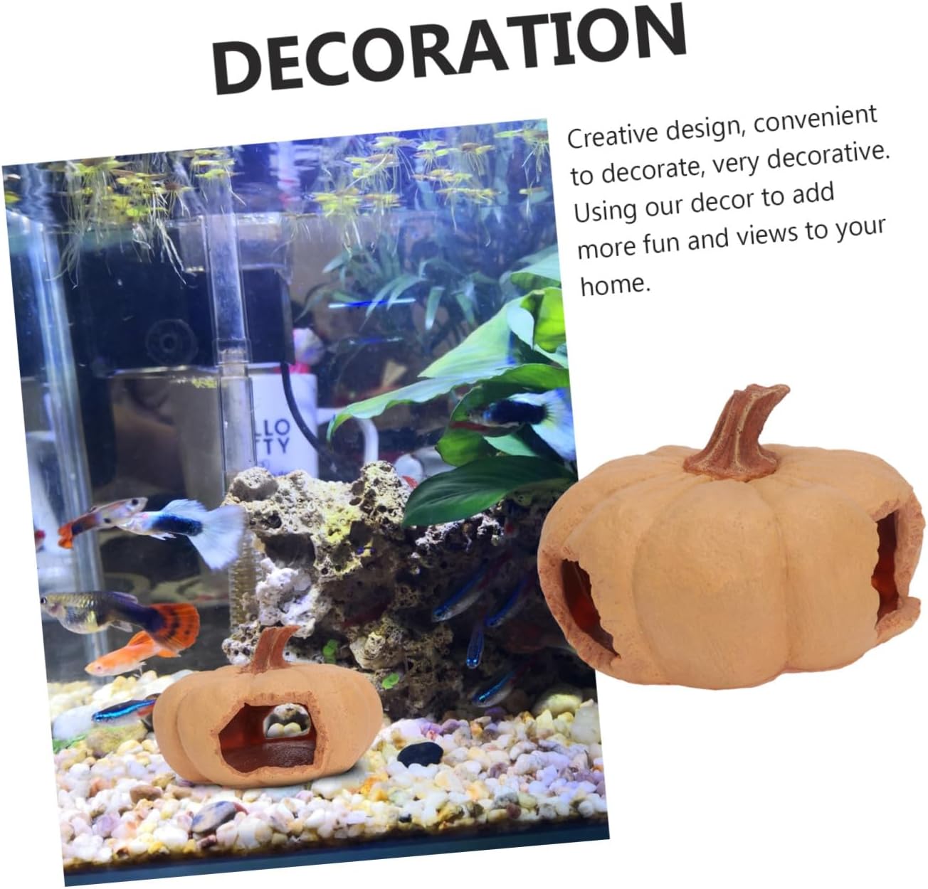 Reptile Pumpkin House Hideout Cave for Fish Tank Habitat Resin Aquarium Ornament for Outdoor and Indoor Reptiles 1pcs Pumpkin for Snakes Geckos