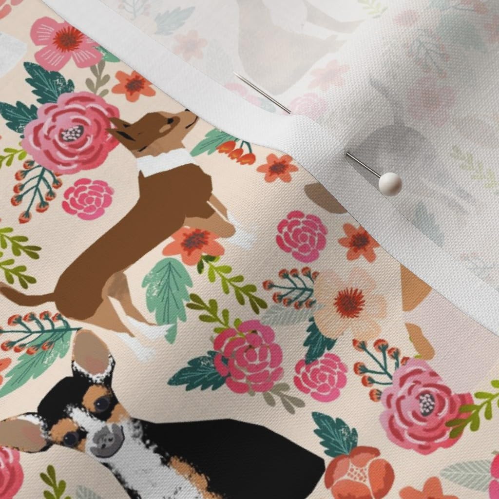 Spoonflower Fabric - Chihuahua Dogs Cute Florals Vintage Printed on Petal Signature Cotton Fabric by The Yard - Sewing Quilting Apparel Crafts Decor