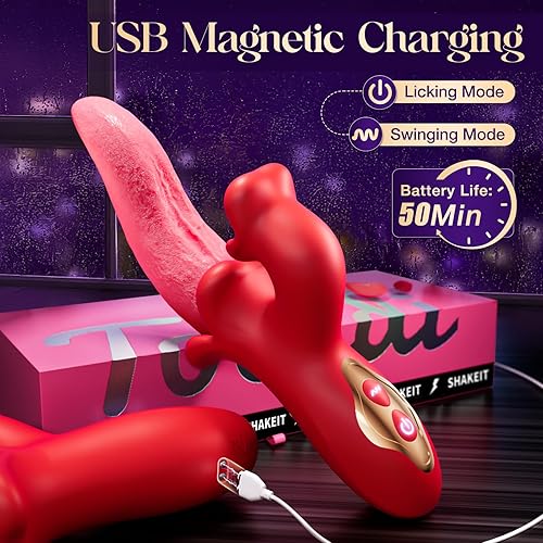 Miniatura 4 de Juguete vibrador con lengua para mujeres, juguetes sexuales Toendi para punto G, consolador con 9 modos de vibración, 9 modos de vibración, juguete