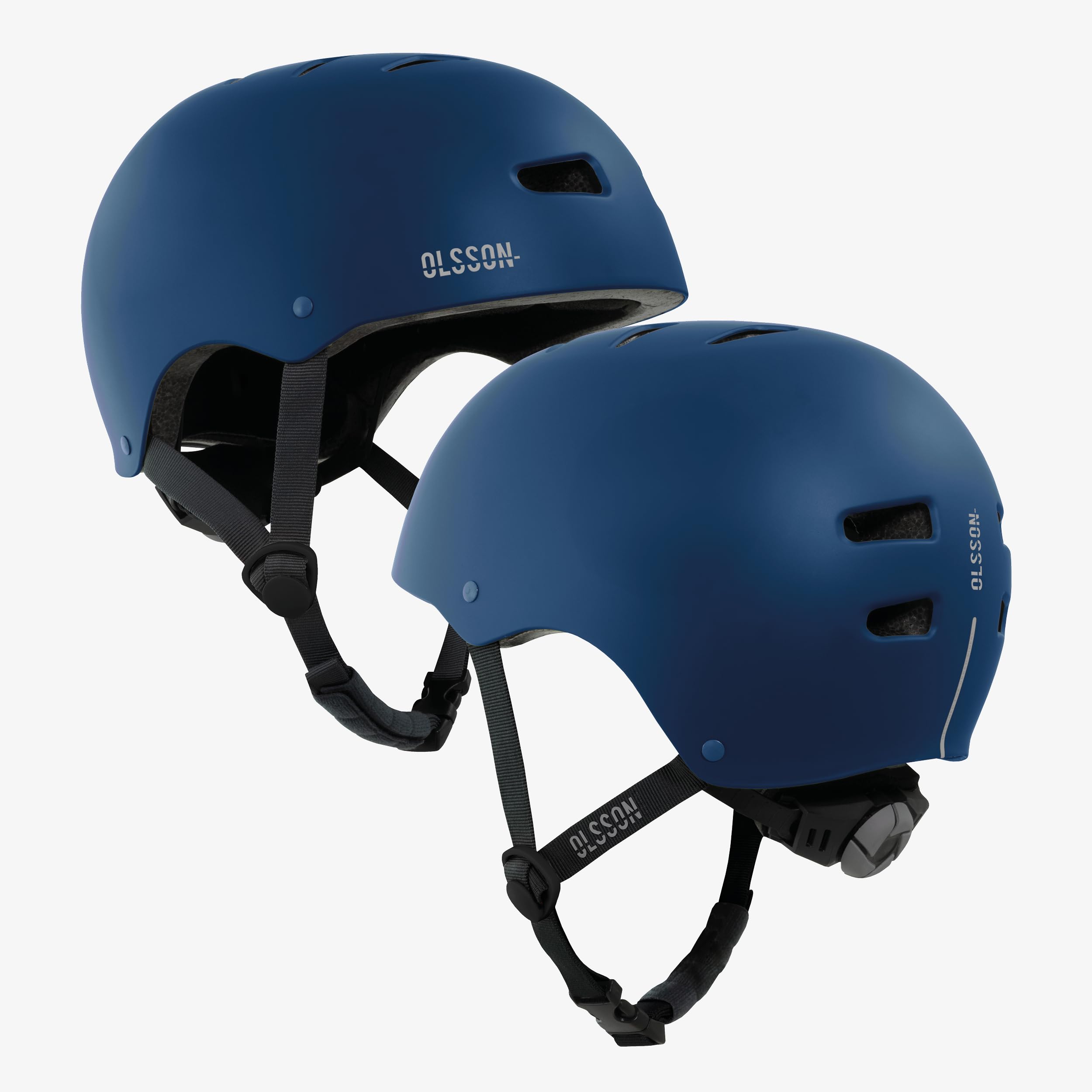 OLSSON - Casque Urban Rider - Tailles S à L (54-58 cm) - Réglable - Homologué - Résistant aux Chocs 360° - Doublure Amovible - Ventilation - pour trottinettes, Rollers, vélos et Skate (Bleu, S)