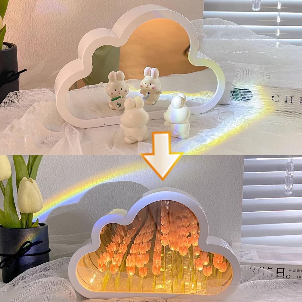 Amazon｜CRIALDO チューリップミラー 無限の花びらミラー、花びら雲