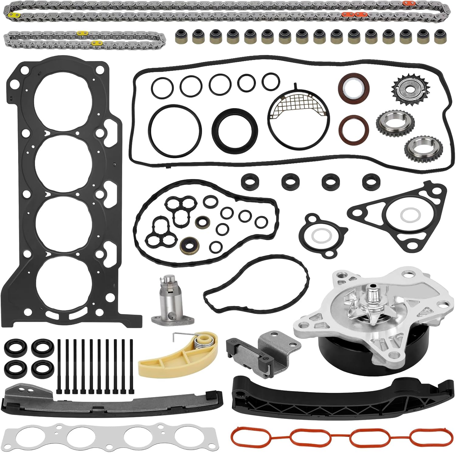 Head Gasket Set Water Pump Timing Chain Cylinder Head Bolts Kit Compatible with Toyota Corolla 2009-2016,fit for Scion xD 2008-2014,fit for Matrix 2009-2014,fit for 1.8 L,HS26515PT, AW6351, TK928