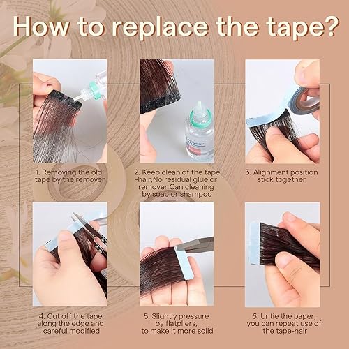 Miniatura 10 de Full Shine - Pestañas de cinta reemplazables sin residuos para extensiones de cabello humano, 3hojas, pestaña de cinta blanca, 36unidades