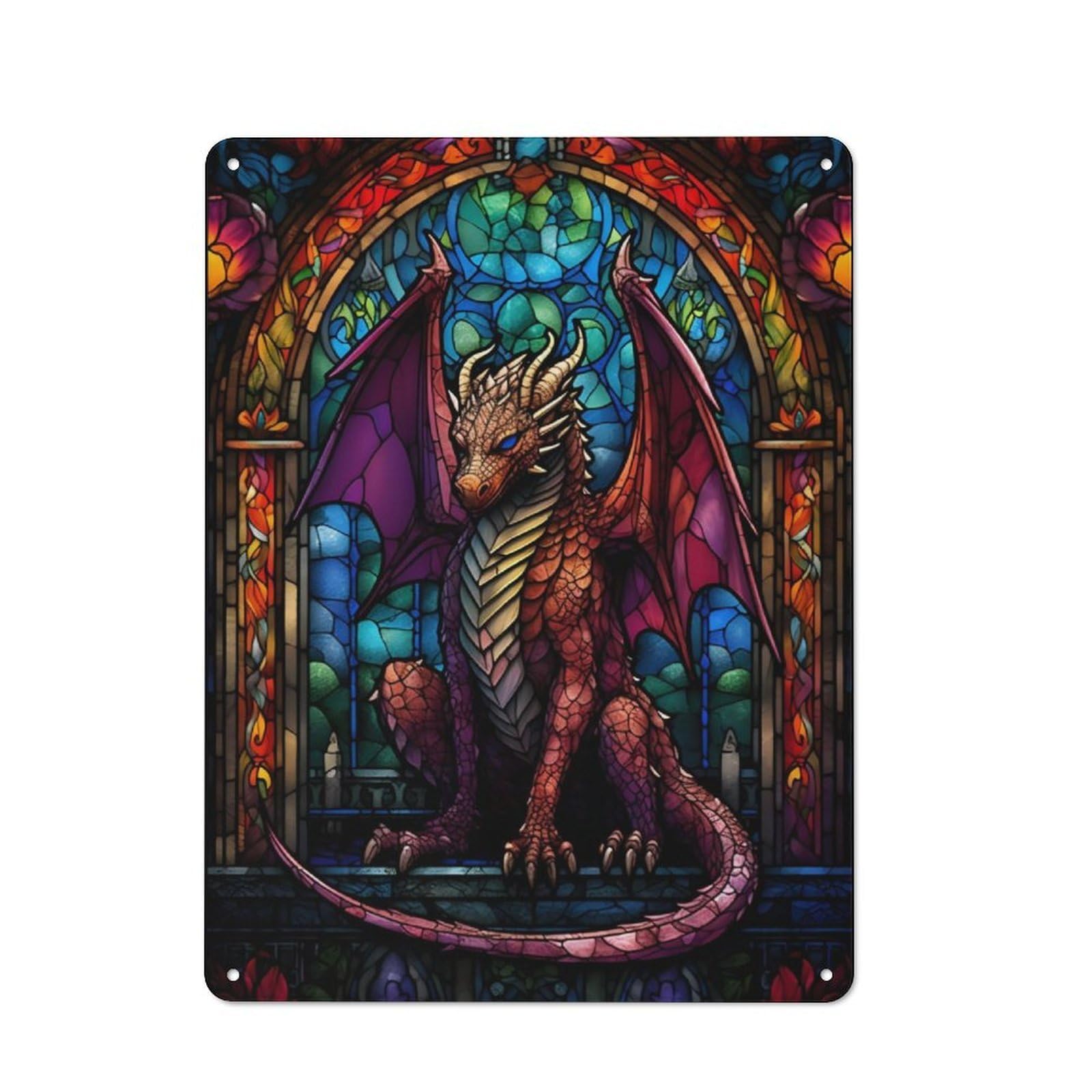 Junmoney Ruby Scalebreaker Dragon For Garden Room Or Summerhouse, Rustic Tin Sign 40X30cm, Tin Sign Wall Decor For Garden Rooms And Summerhouses