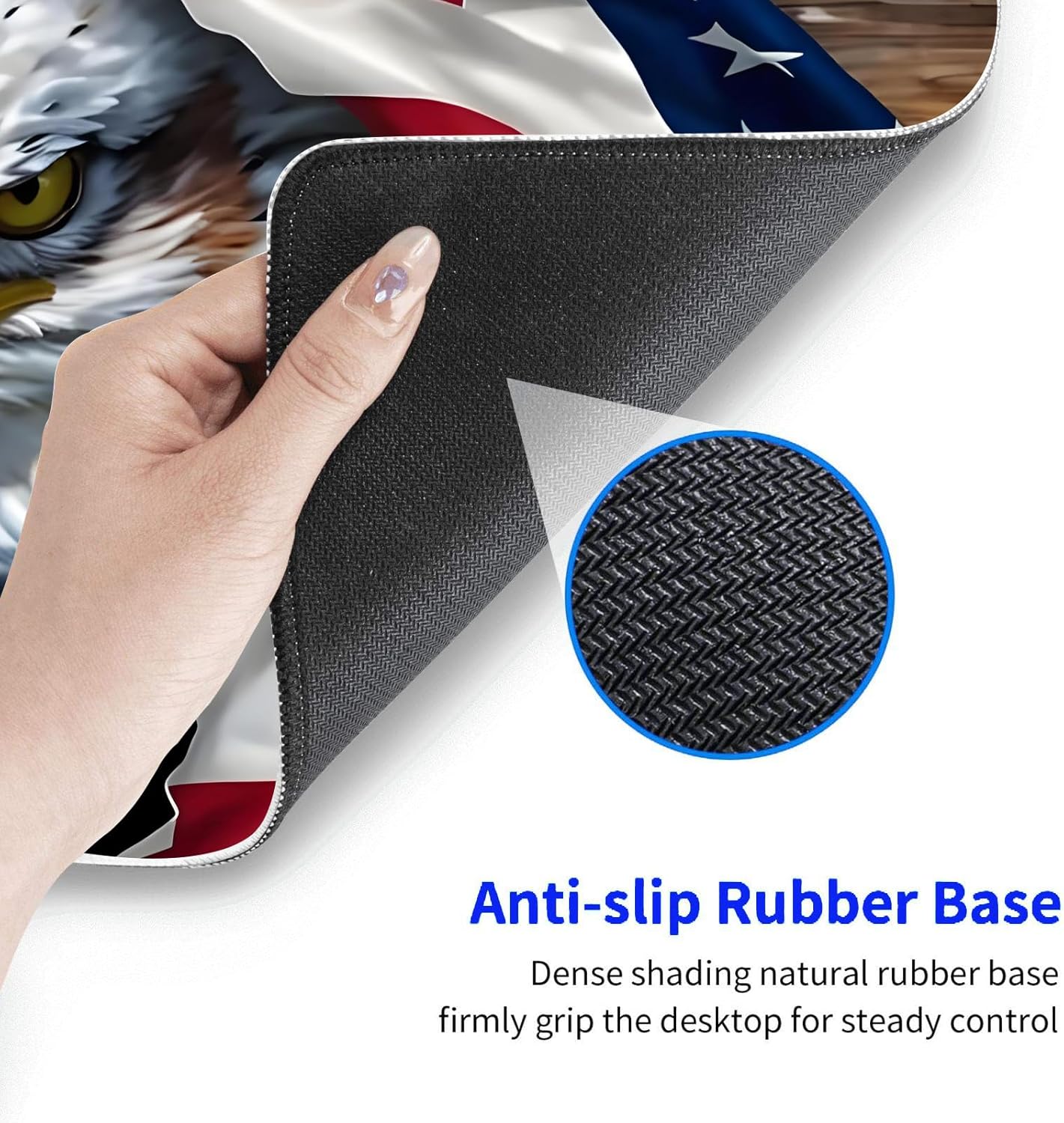 Large Gaming Mouse pad,Eagle and National Flag (2) Anti Slip Rubber Base Mouse pad, Suitable for Computer, Laptop, Office Desk Accessories - Image 5