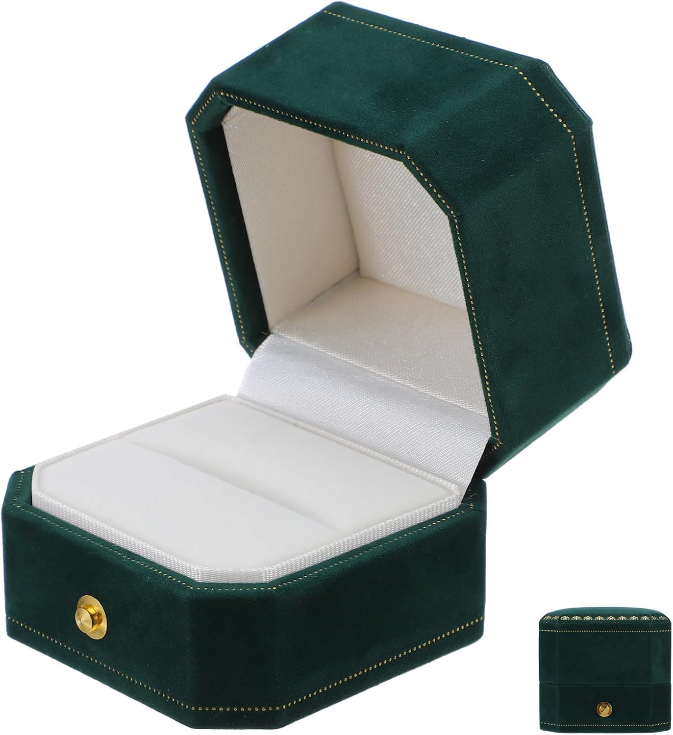 PATKAW Vintage Ring Box Octagonal Velvet Jewelry Case for Wedding Day Xmas