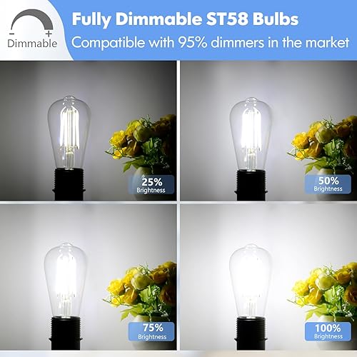 Miniatura 4 de Paquete de 6 bombillas LED regulables de 7 W, bombillas Edison equivalentes a 60 vatios, bombillas LED ultra brillantes de 900 lúmenes, luz blanca