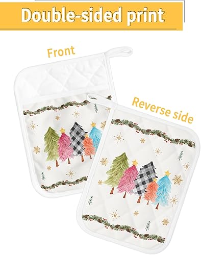 Miniatura 9 de Winter Snowman 2Pcs Pot Holders for Kitchen, Non Slip & Heat Insulation Terry Cloth Potholder Set with Pocket, Thick Hot Pad Oven Mitts Trivet