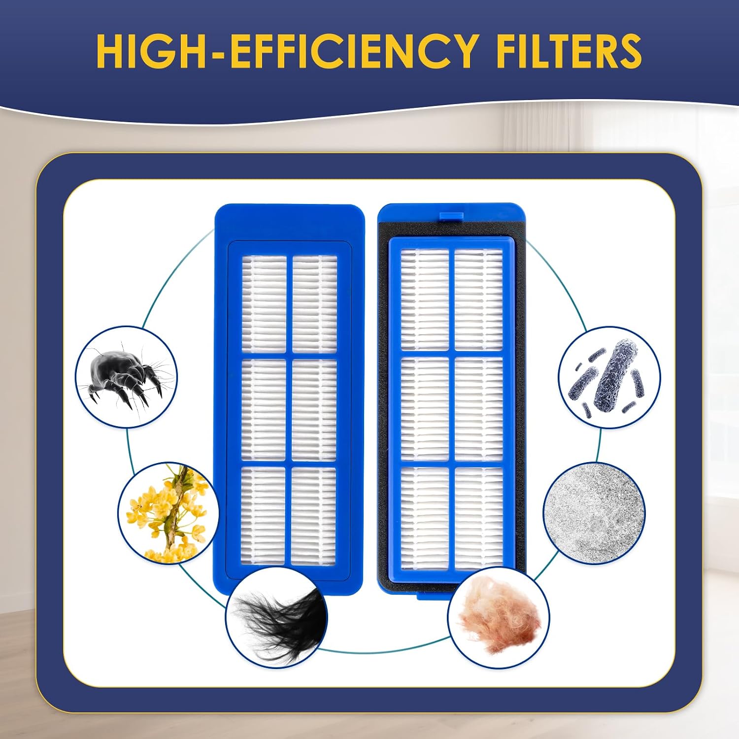 (6 Pack) Replacement HEPA Filter Compatible with Eufy RoboVac 11S Max, 15C Max, 30C Max, G10, G10 Hybrid, G20, G30, G30 Edge, G30 Hybrid, HEPA Filters Accessories Kit, Vacuum Filter