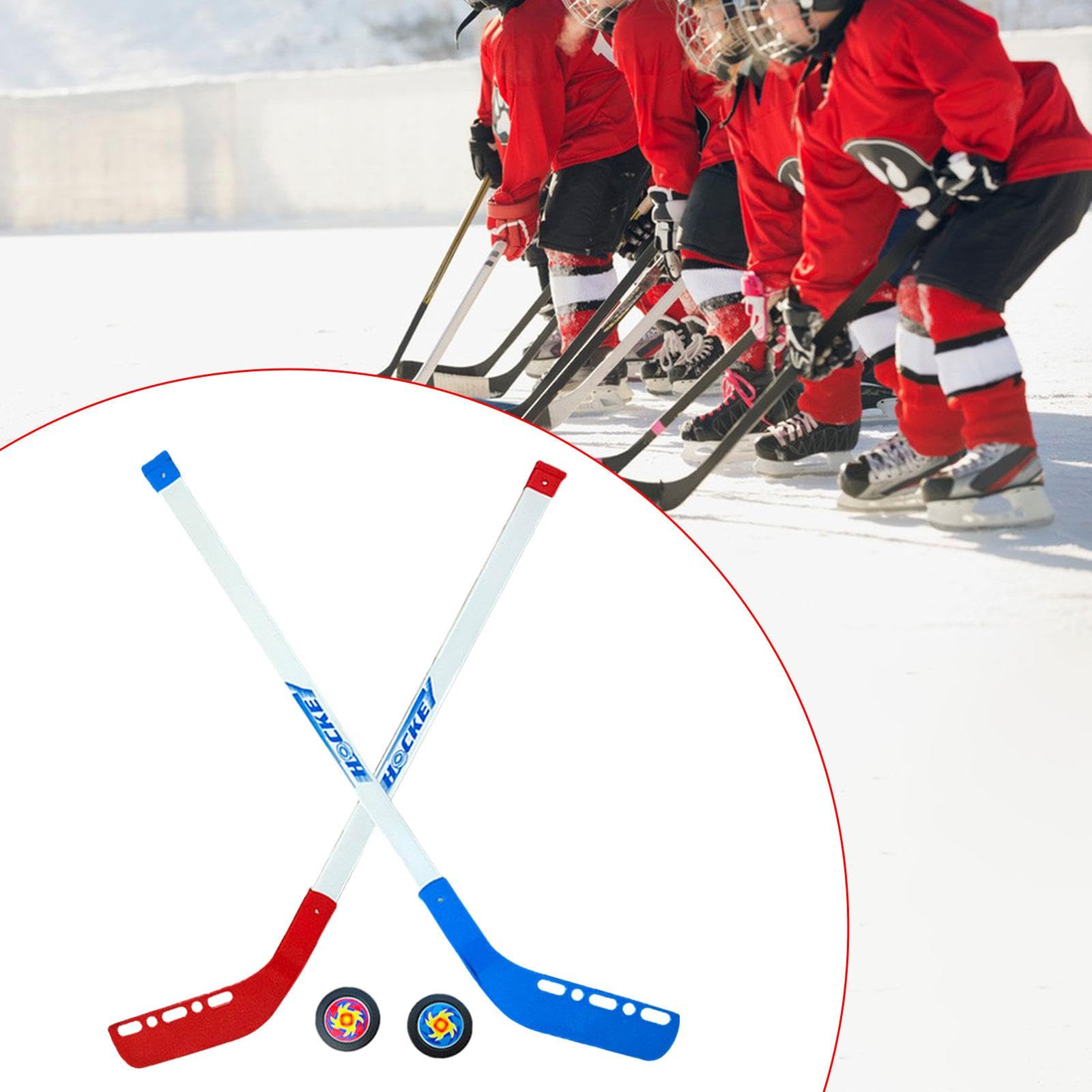 Set di 2 Mazze da Hockey per Bambini con Pallina, Mini Set da Hockey in Plastica PP Morbida E Sicura, Adatto per Feste, Sport in Casa E Regali.