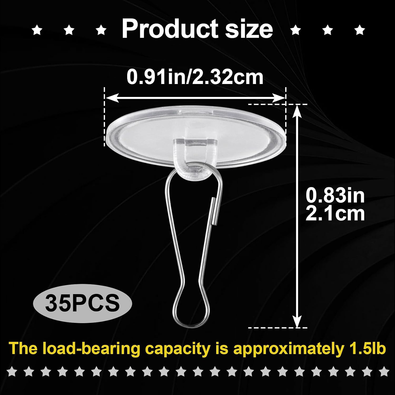 35 Pack Self-Adhesive Ceiling Hooks for Hanging, Sticky No-Drill Ceiling Discs with Metal Hook, Transparent Wall Hook Hanger for Wedding Birthday Party Christams Decorations