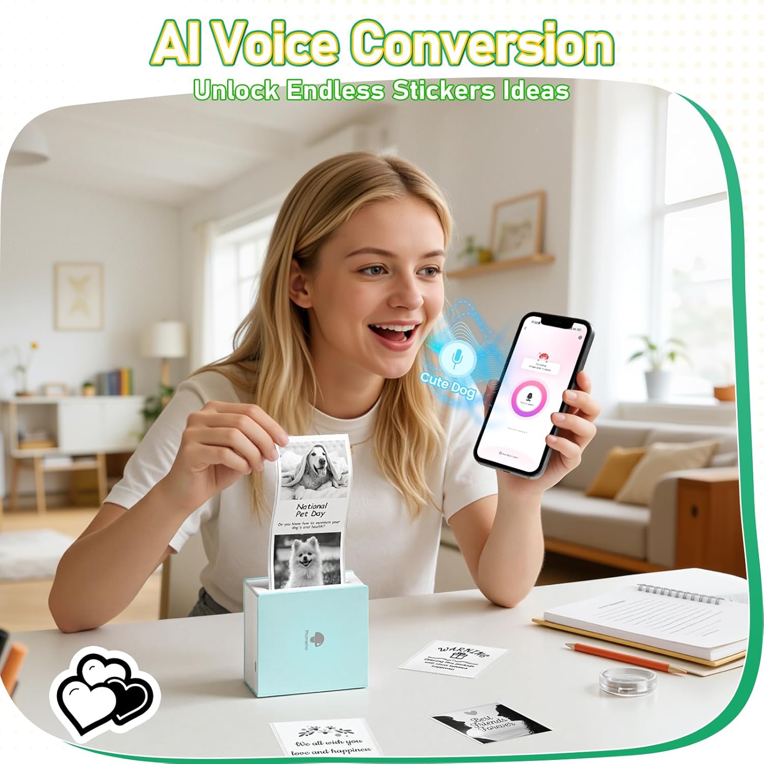 Phomemo Mini Sticker Printer, Mini Printer Sticker Maker Machine M02, Print Pods Pocket Machine for DIY, Study Notes, Diaries, Thermal Small Portable Maker with AI APP for Home/Office/School, Cyan