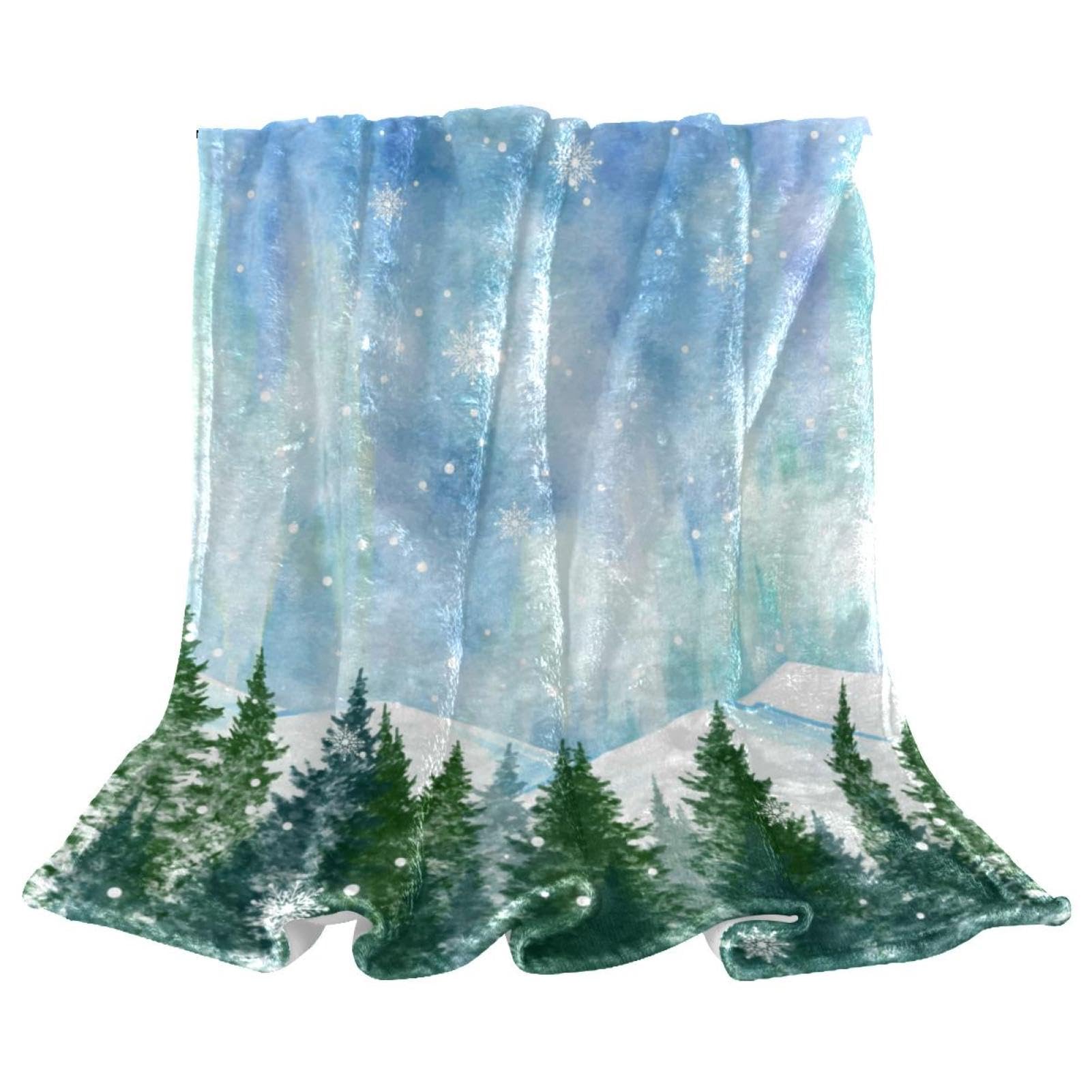 Couverture polaire paysage d'hiver isolante pour lits et divans 150x100