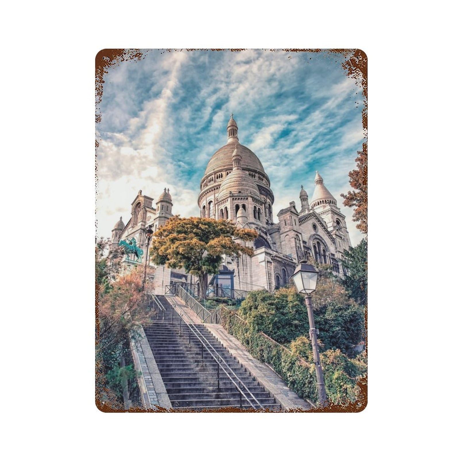 Montmartre Vibes Vintage Metal Tin Sign 15.7"x11.8", Ideal for Cafe, Home Bar And Lounge Decor
