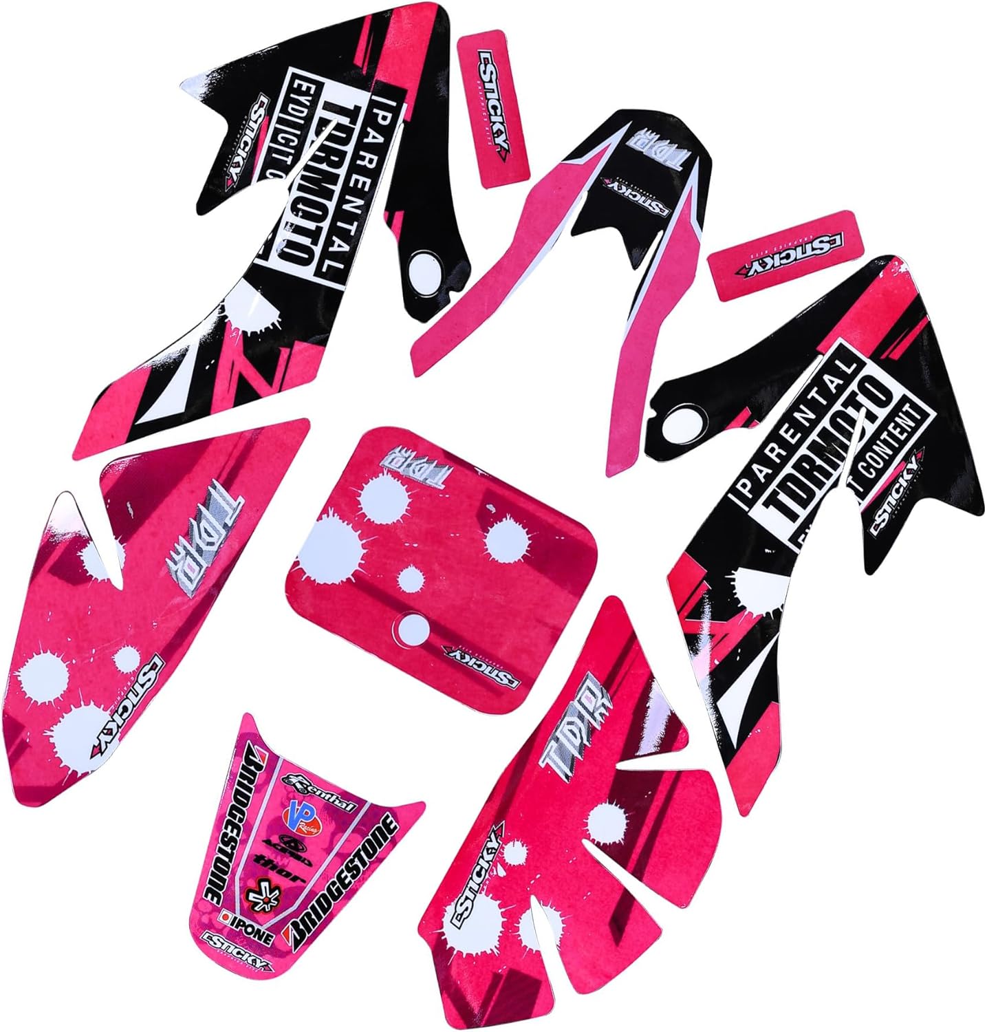 Complete Graphics Decals Stickers Kit for CRF50 XR50 CRF 50 XR 50 Plastics Fairing SDG SSR 107 110 125CC Thumpstar Atomik Dirt Pit Bikes Motorcycle SSR110 SSR125 Coolster (KWTG008)